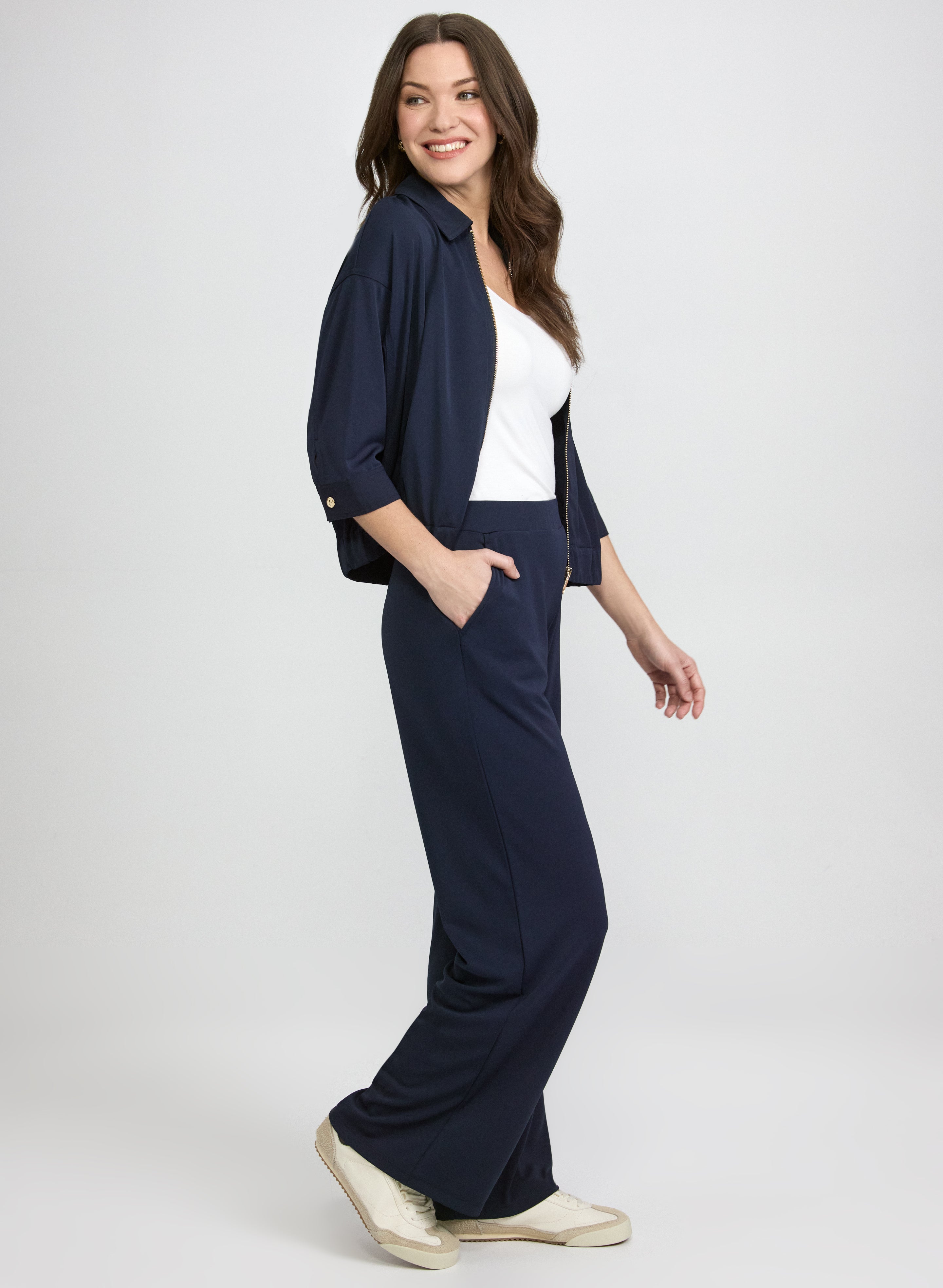 Pull-On Wide-Leg Pants