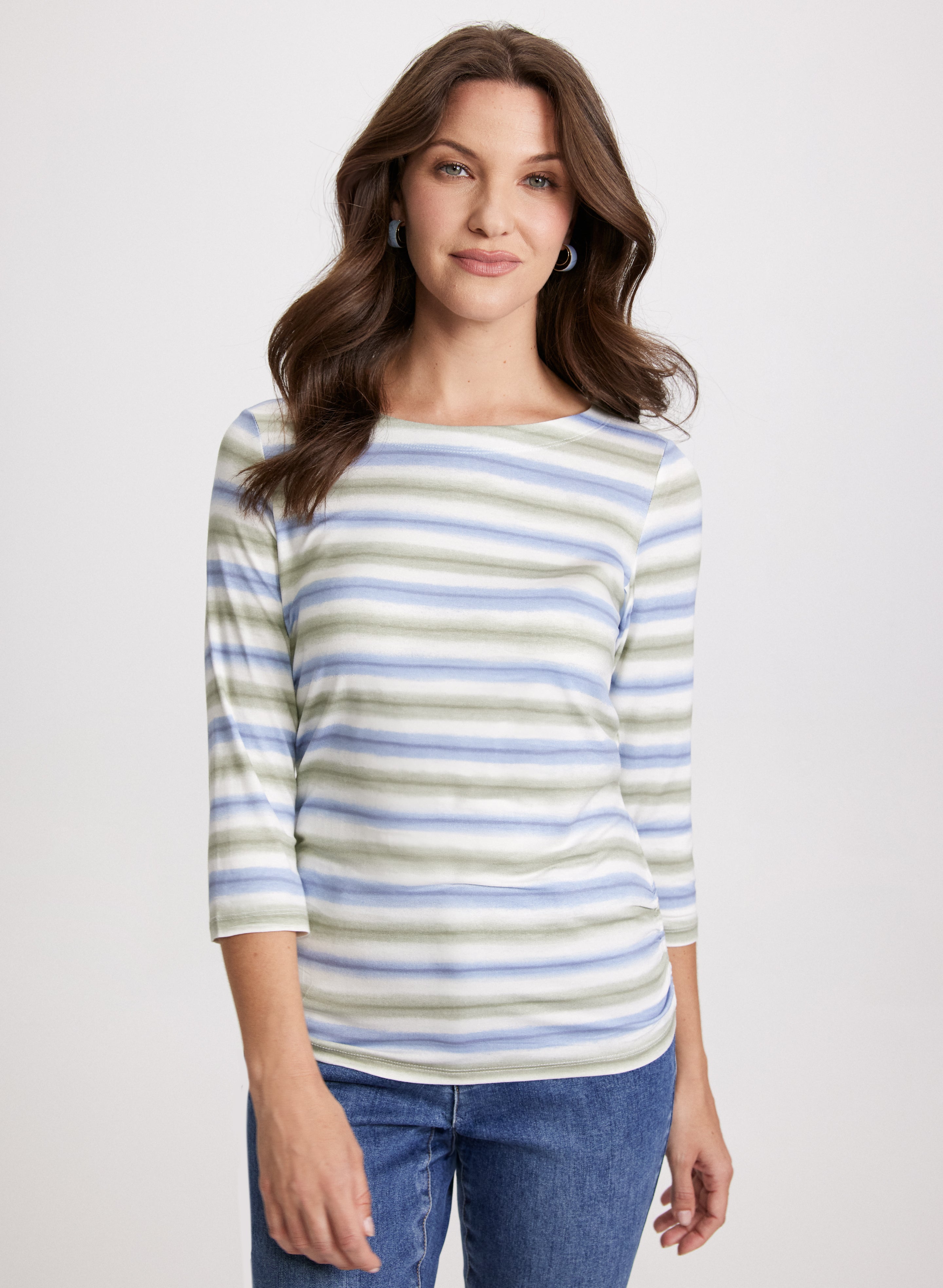 3/4 Sleeve Striped Top