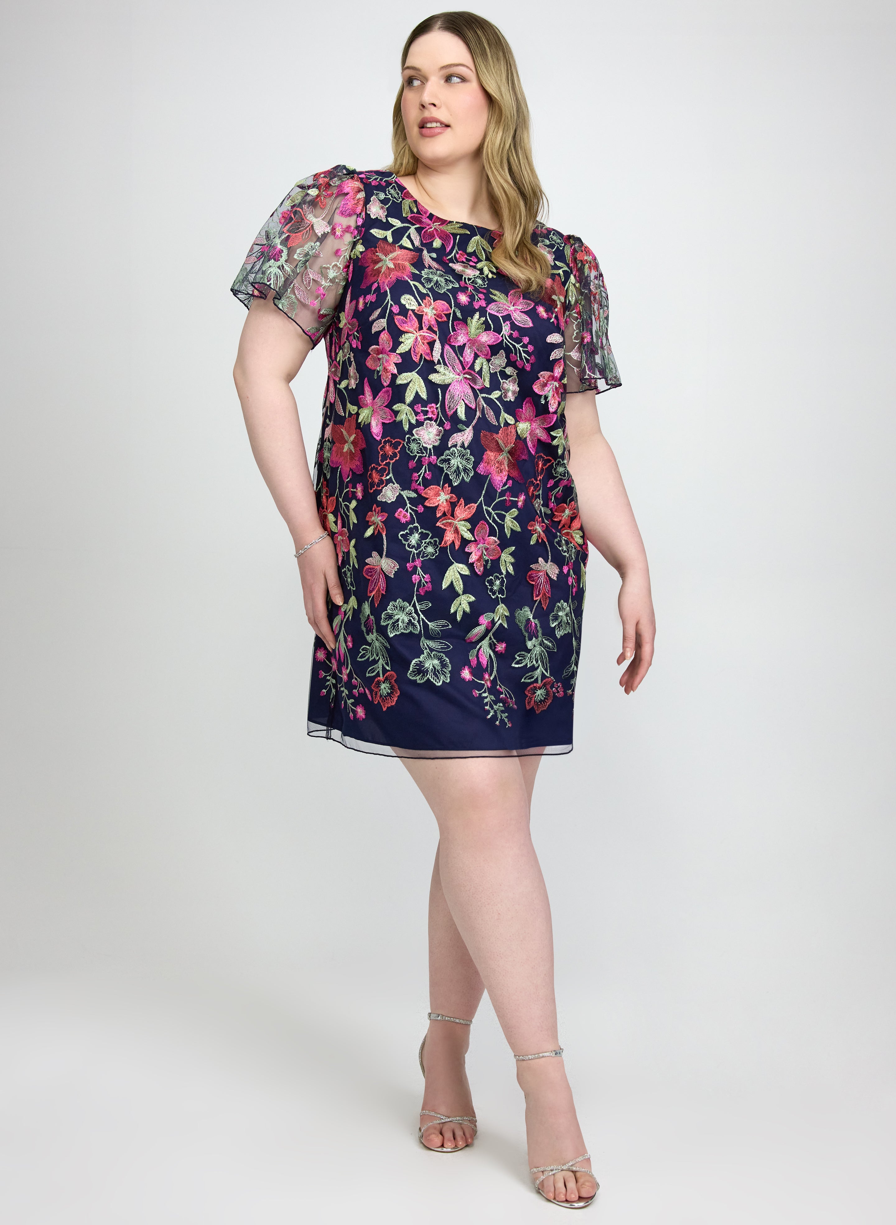 Floral Embroidered Mesh Dress Floral Embroidered Mesh Dress