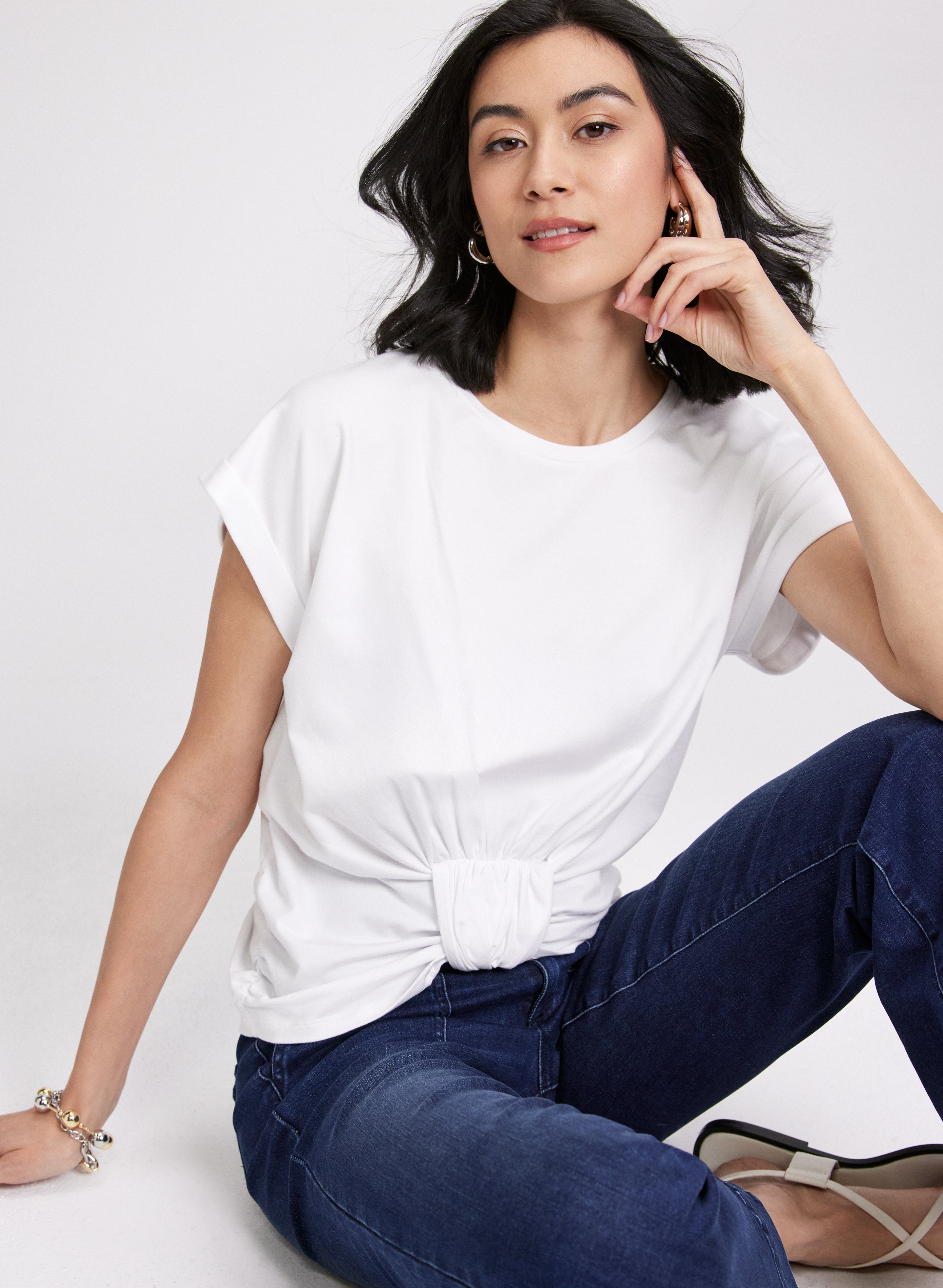 annonページ Knotted Hem T-Shirt