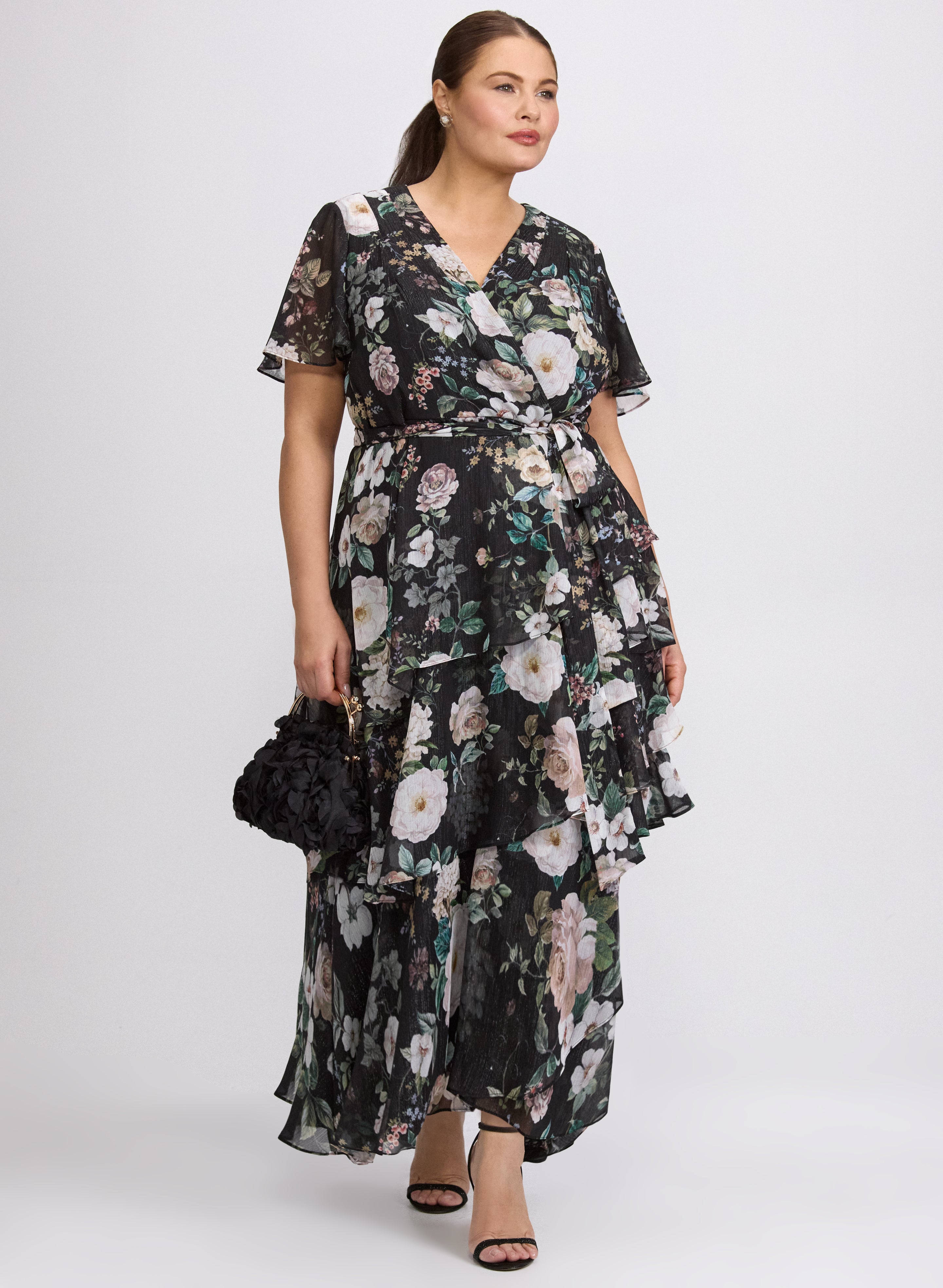【andmary】Laura tiered dress Tiered Floral Chiffon Dress