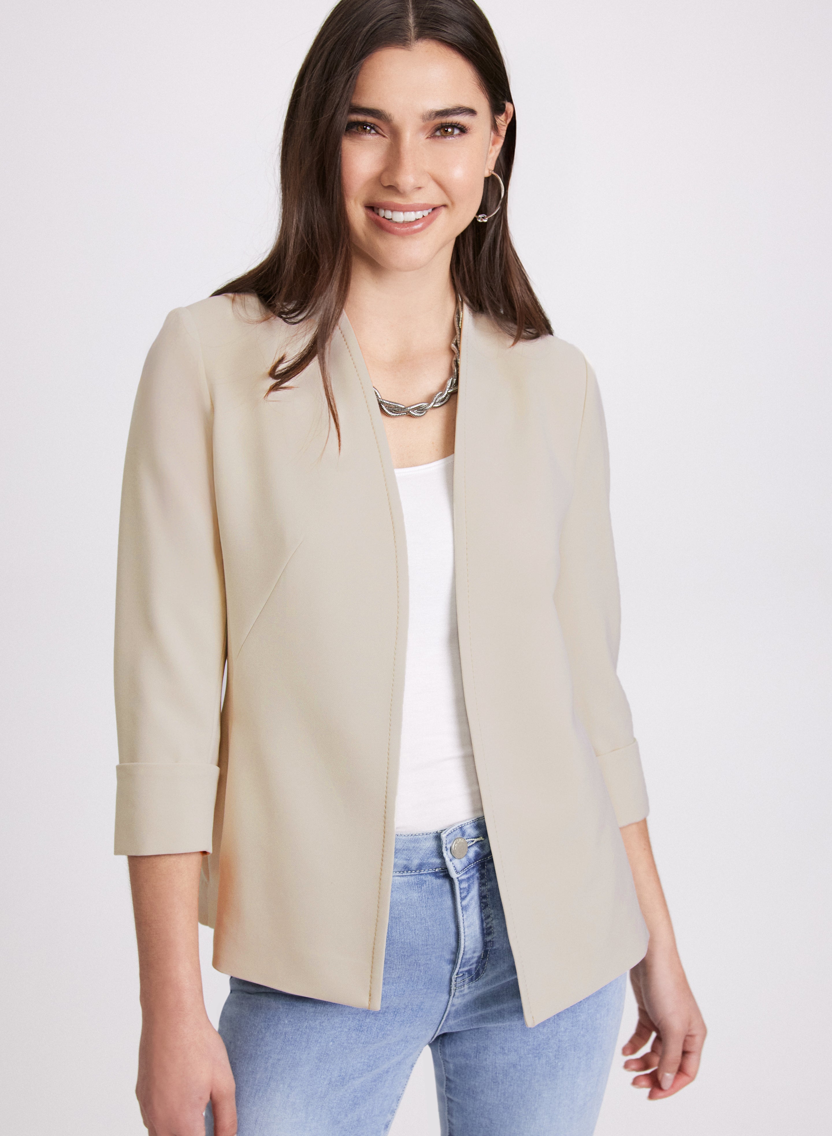 ジャケット・アウター Collerless Twill Jacket Collarless Twill Jacket