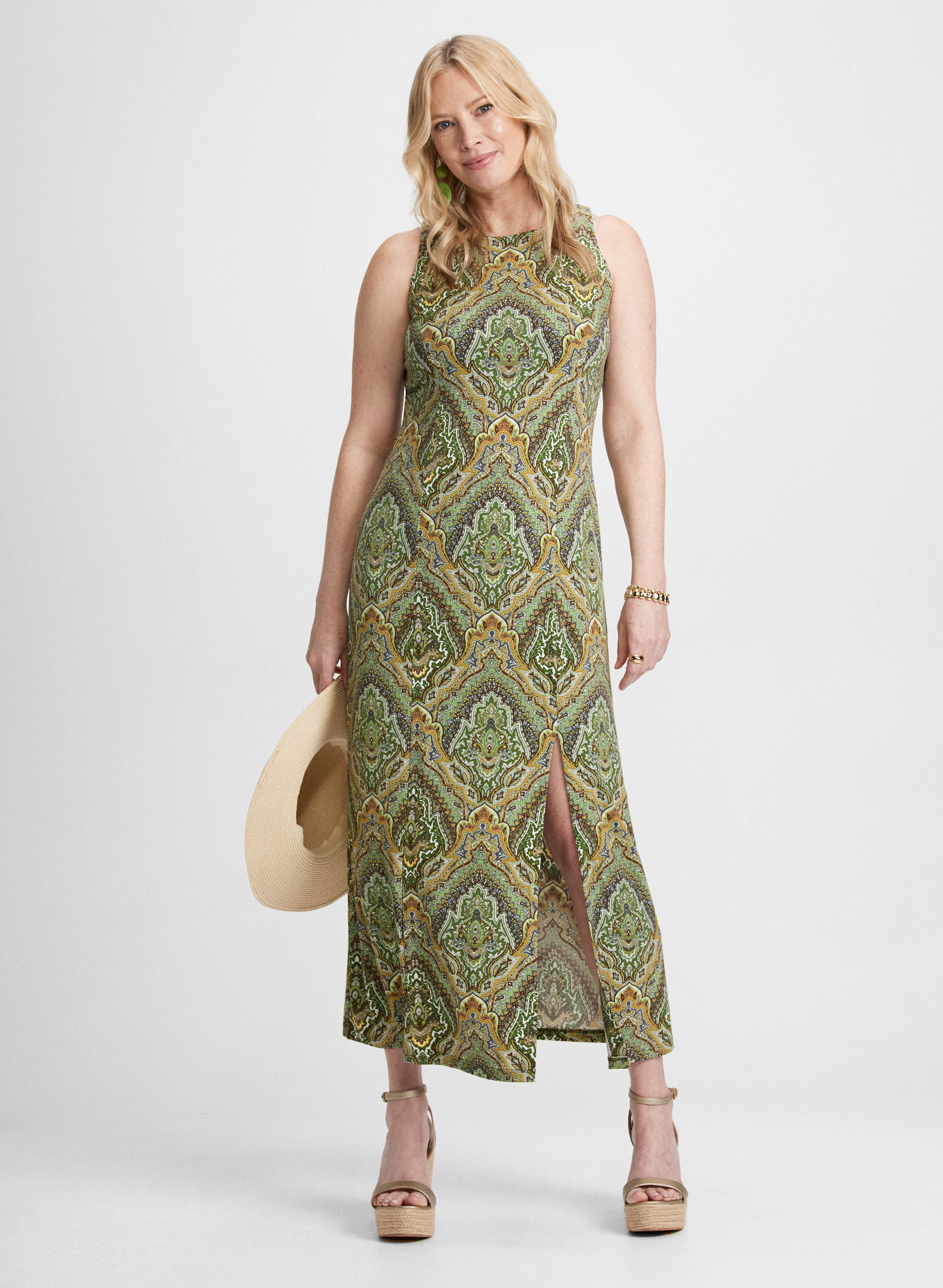 Paisley Slit-Front Dress