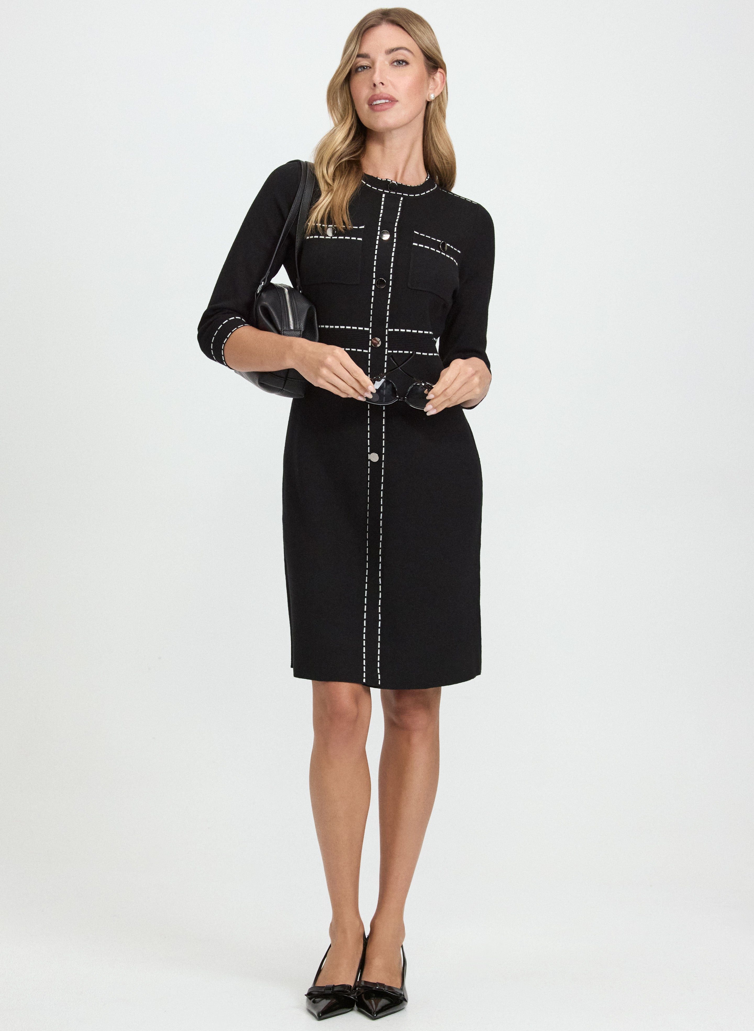 Contrast Stitch Sweater Dress Contrast Stitch Sweater Dress