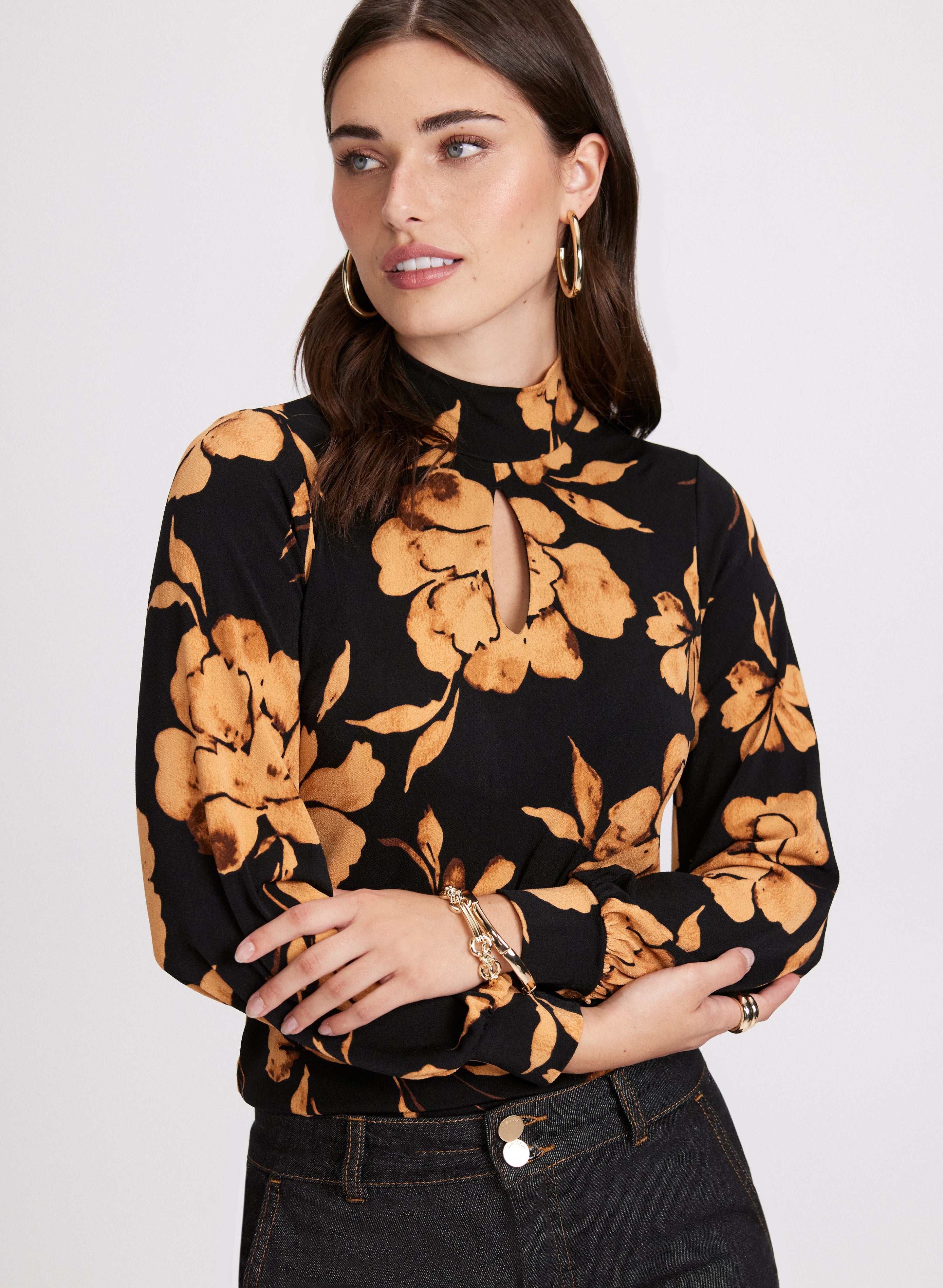 Floral Mock Neck Top