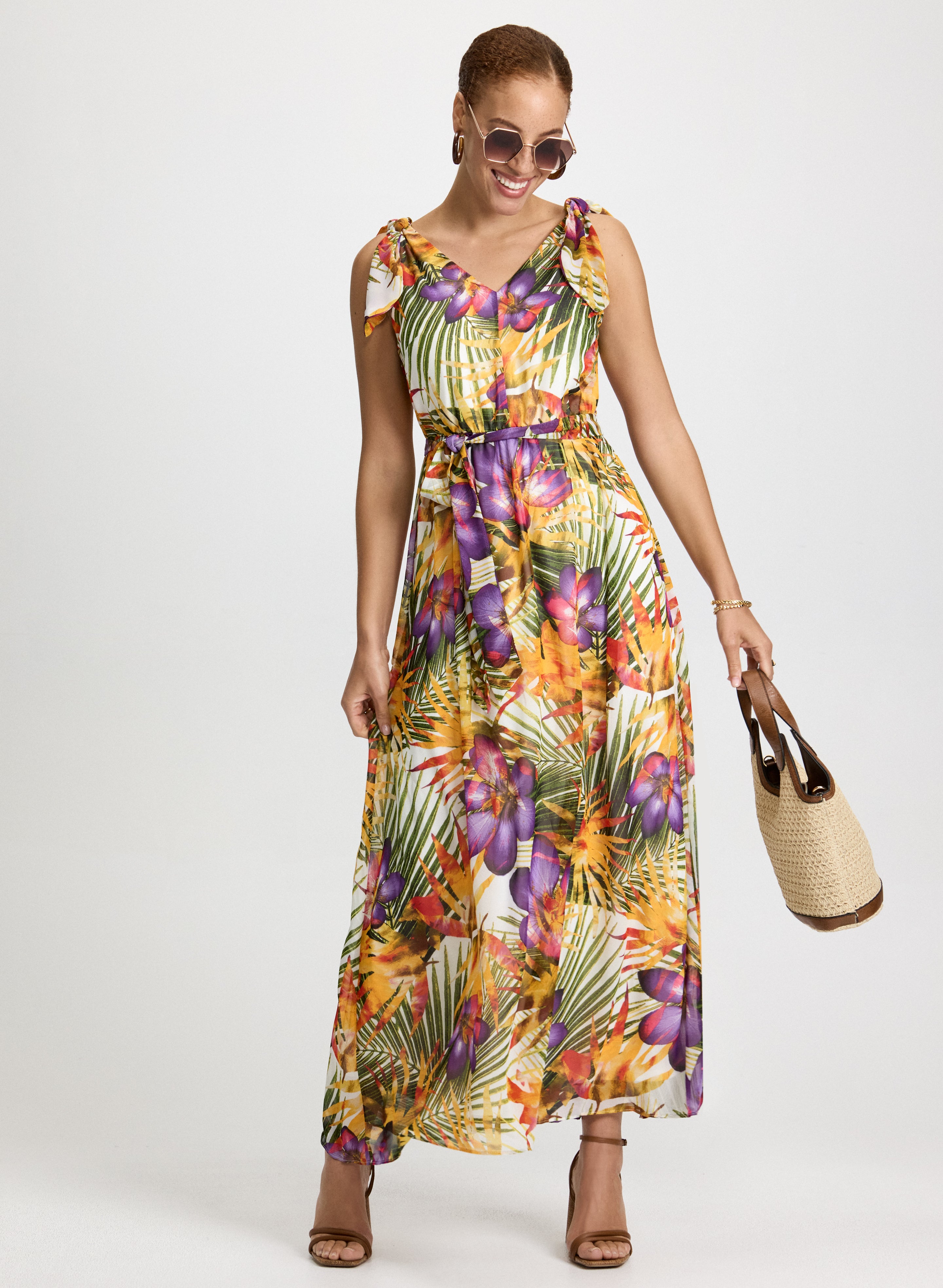 Tropical Print Maxi Dress