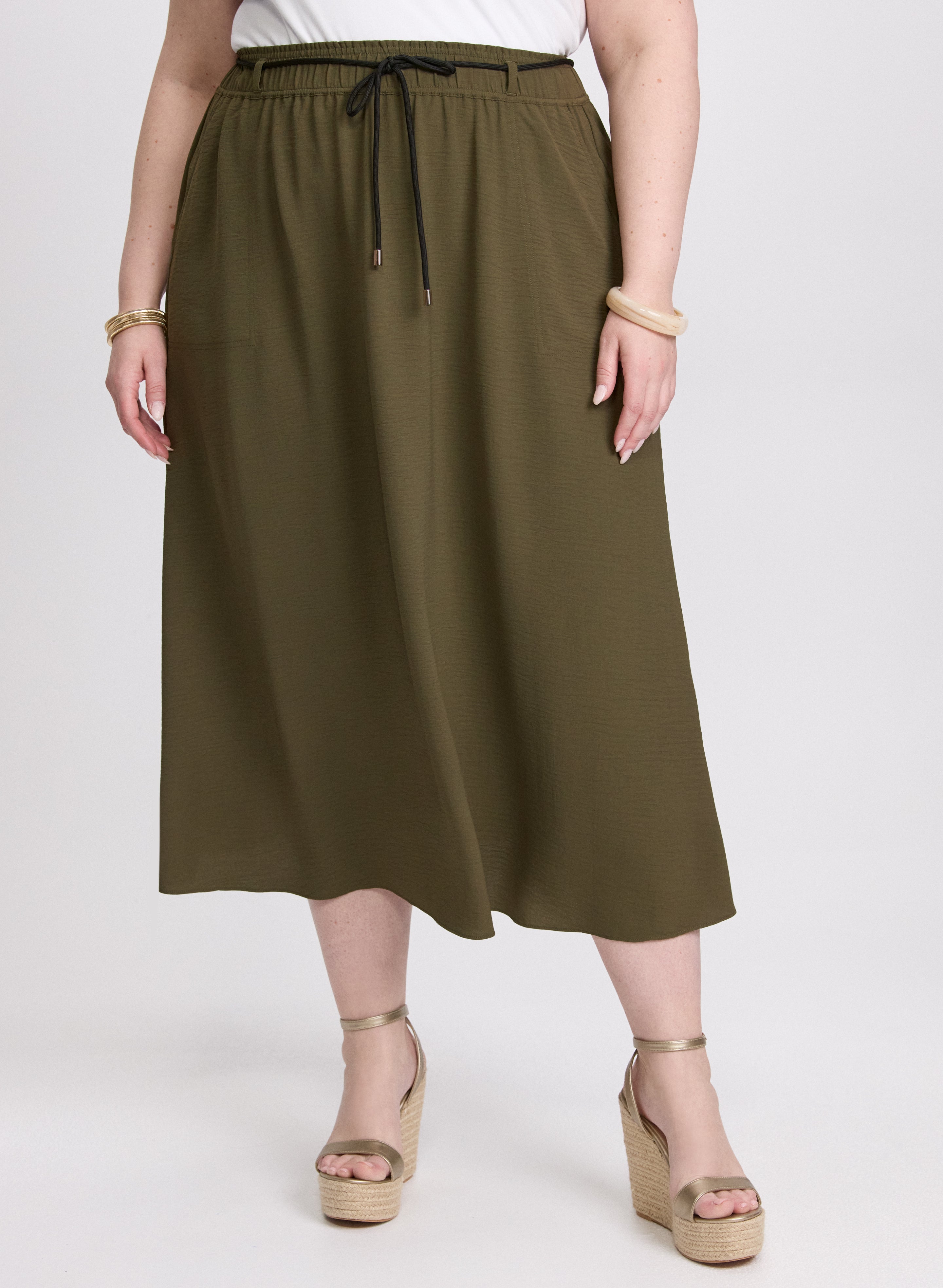 【I AM MARI】Tyreine Wrinkle Check Banding Skirt THELINEBYK_MARI_BUTTERCREAM_FR