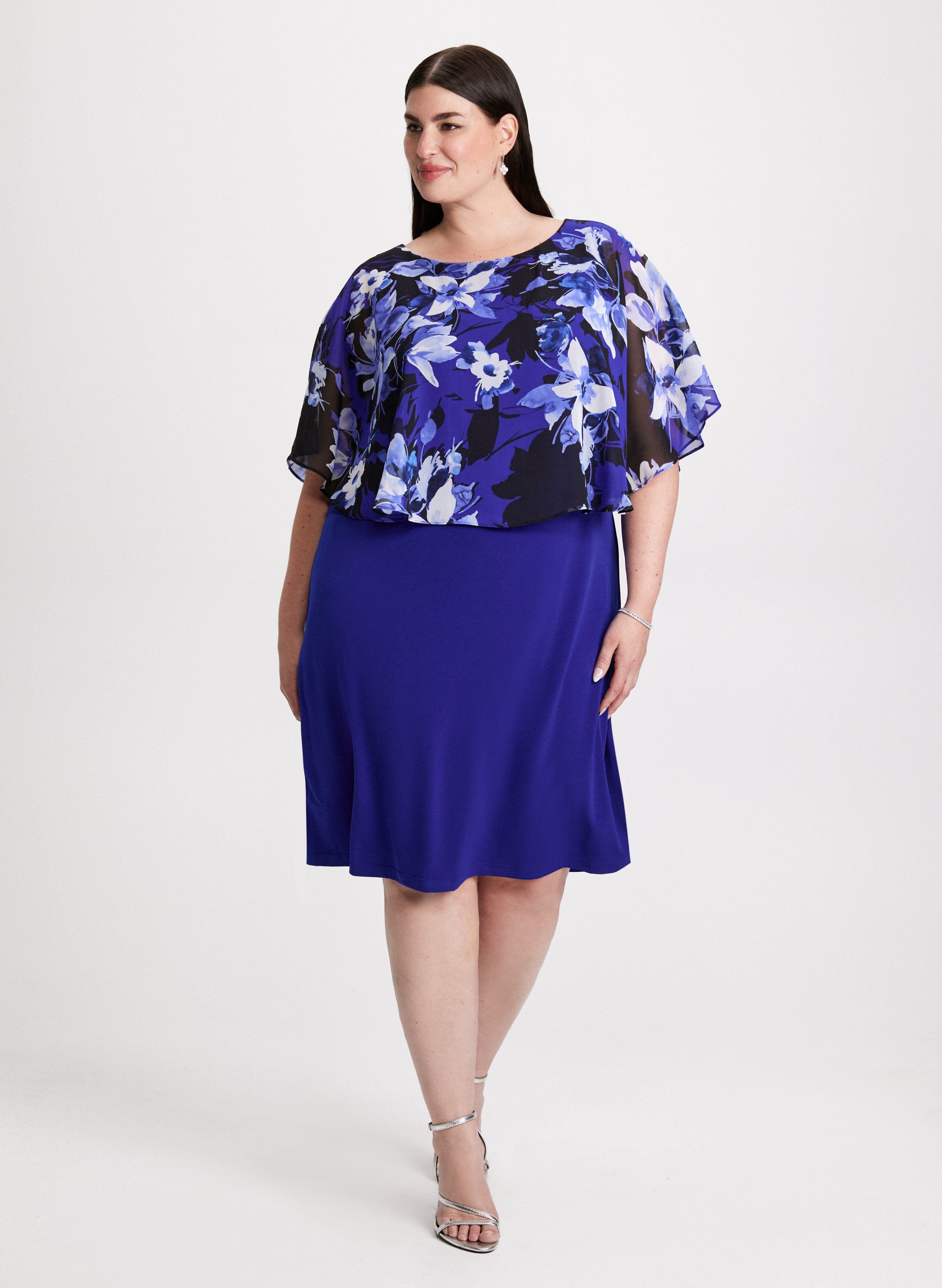 Blue floral dress plus size hotsell