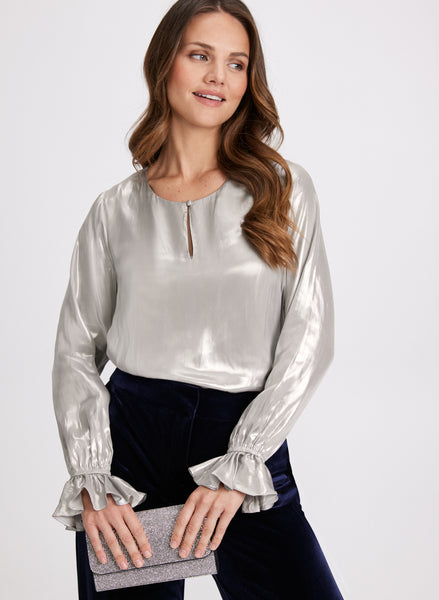 sheer over flare blouse（ivory） Victorian Silky White Cream Ivory See Through Lace Mesh