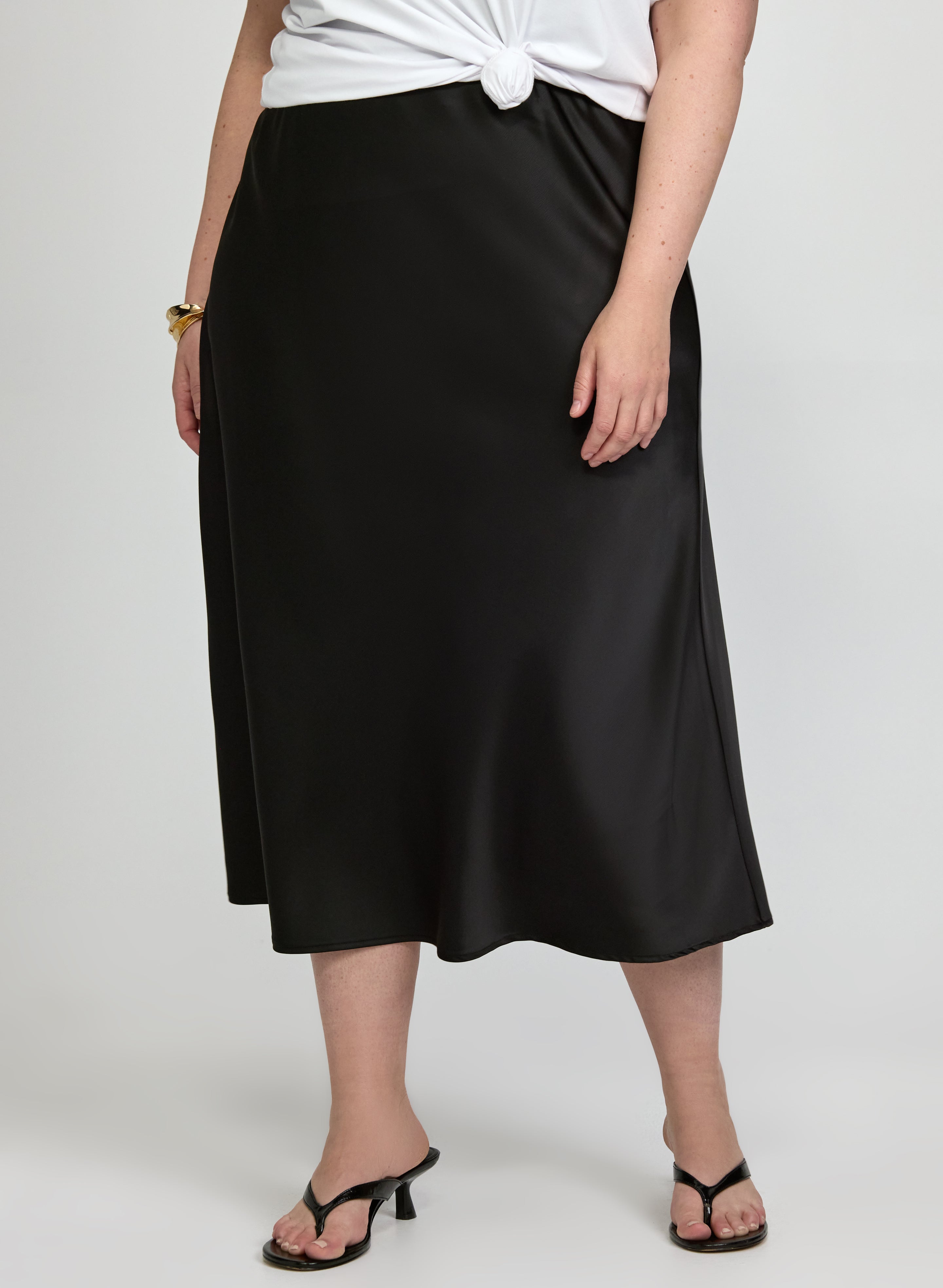 フラダンス Elastic Waist Satin Skirt Satin Skirt