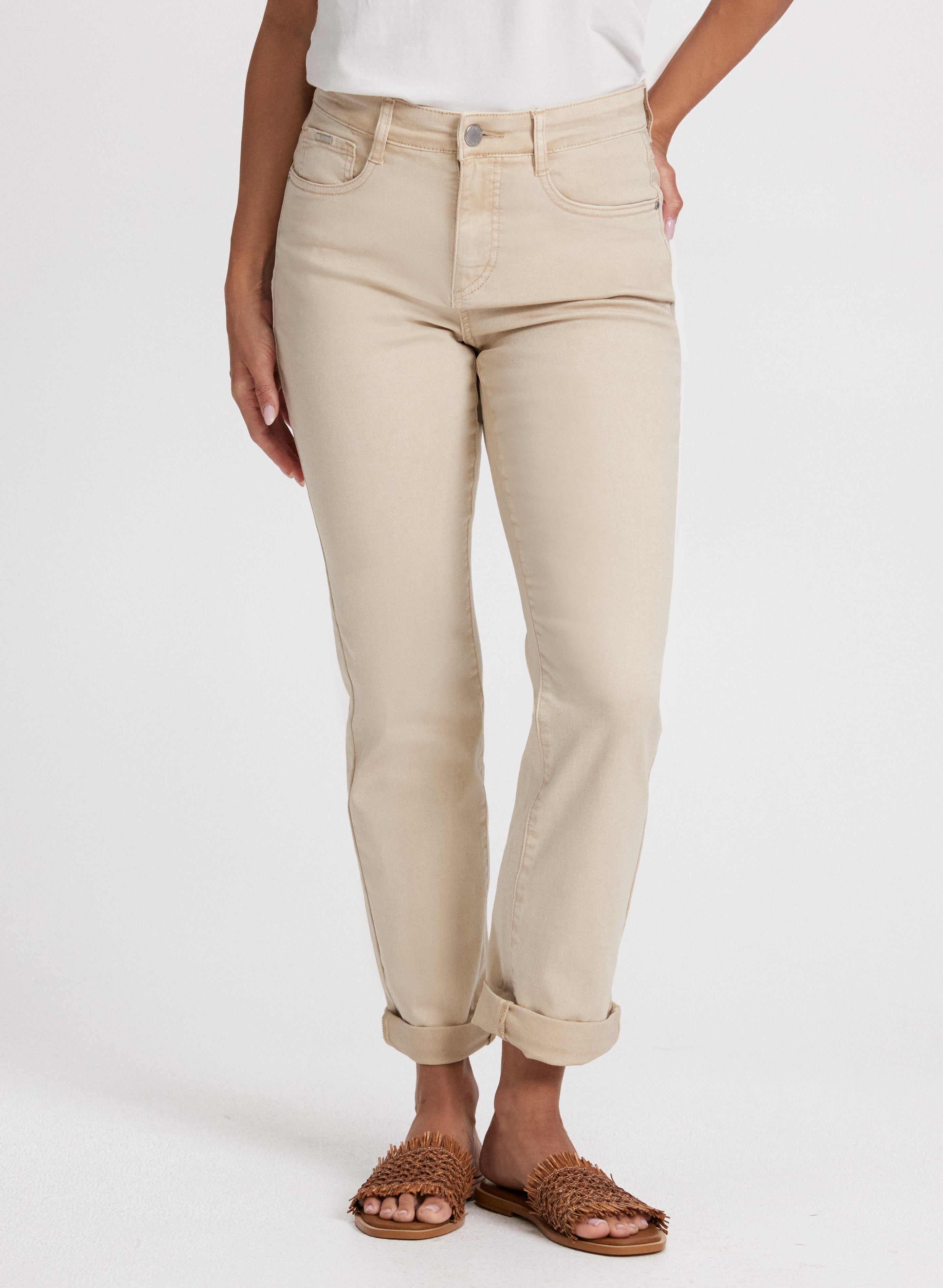 Rolled Cuff Slim Leg Jeans
