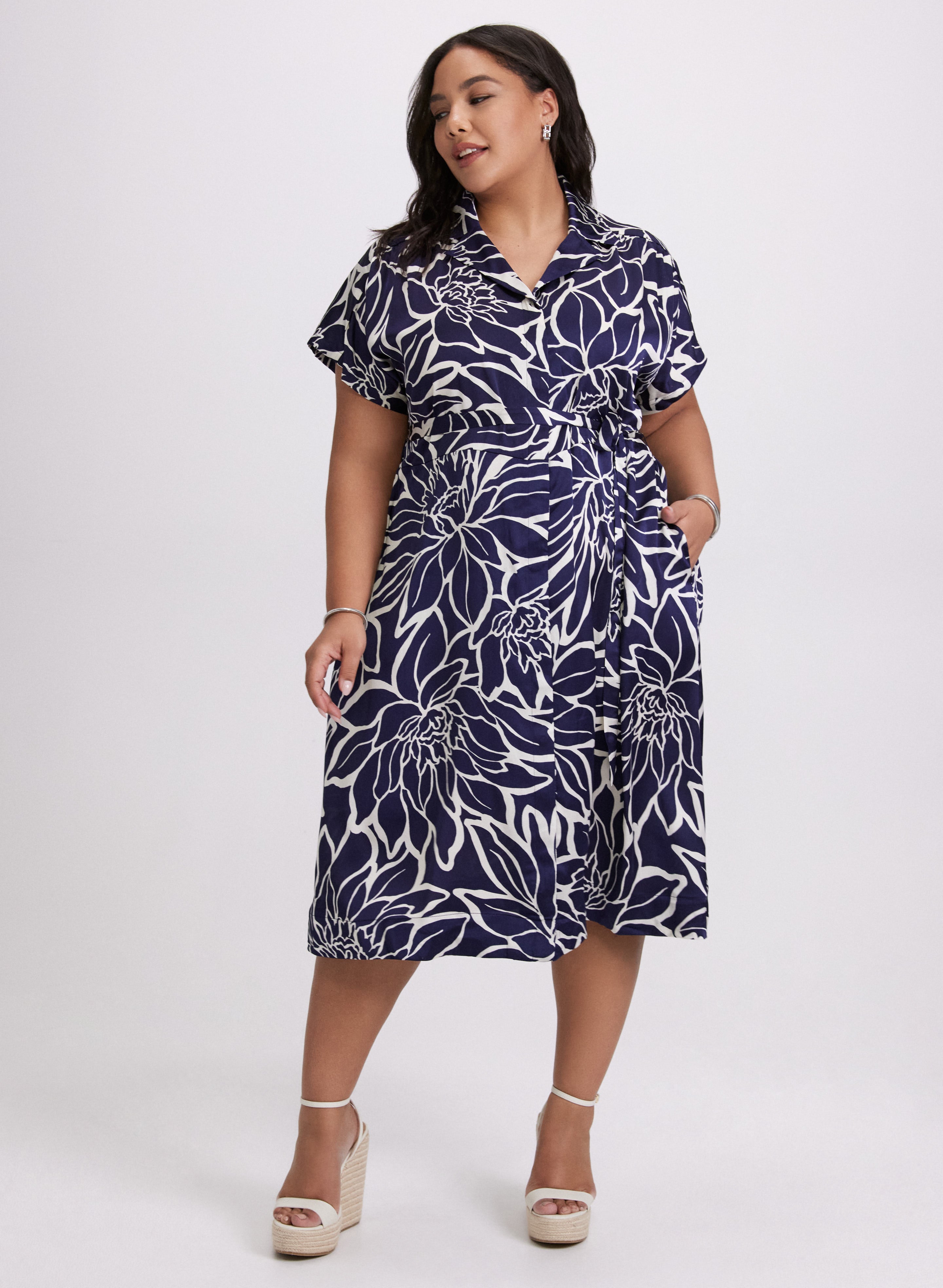 Floral Collar Day Dress
