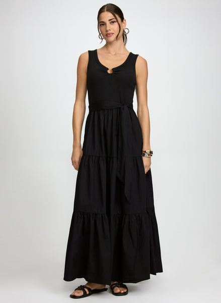 black strappy back maxi dress Nyx Plunging Halter Maxi Dress