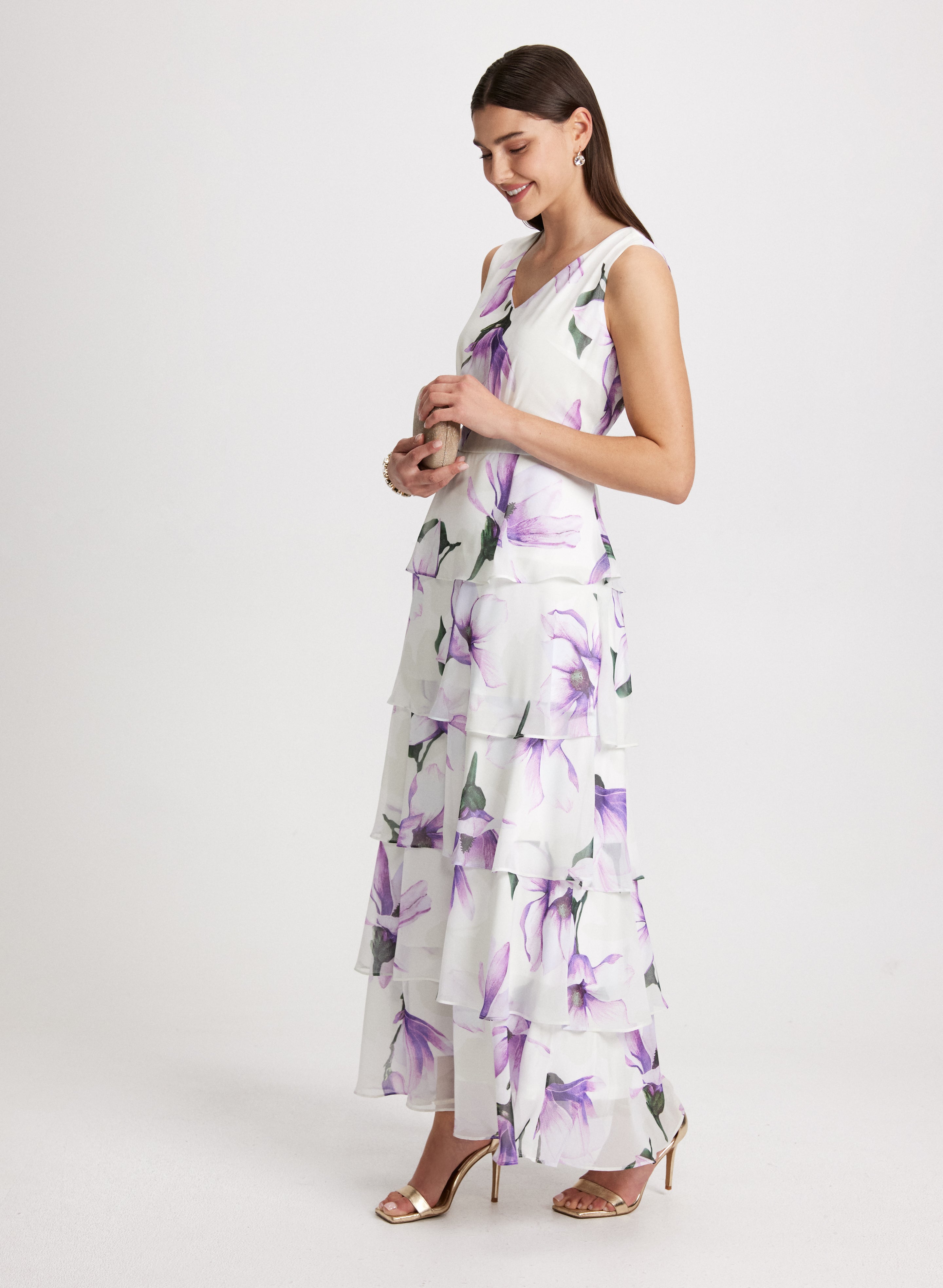 Long Chiffon Floral Dress 2026.Long Chiffon Floral Dress