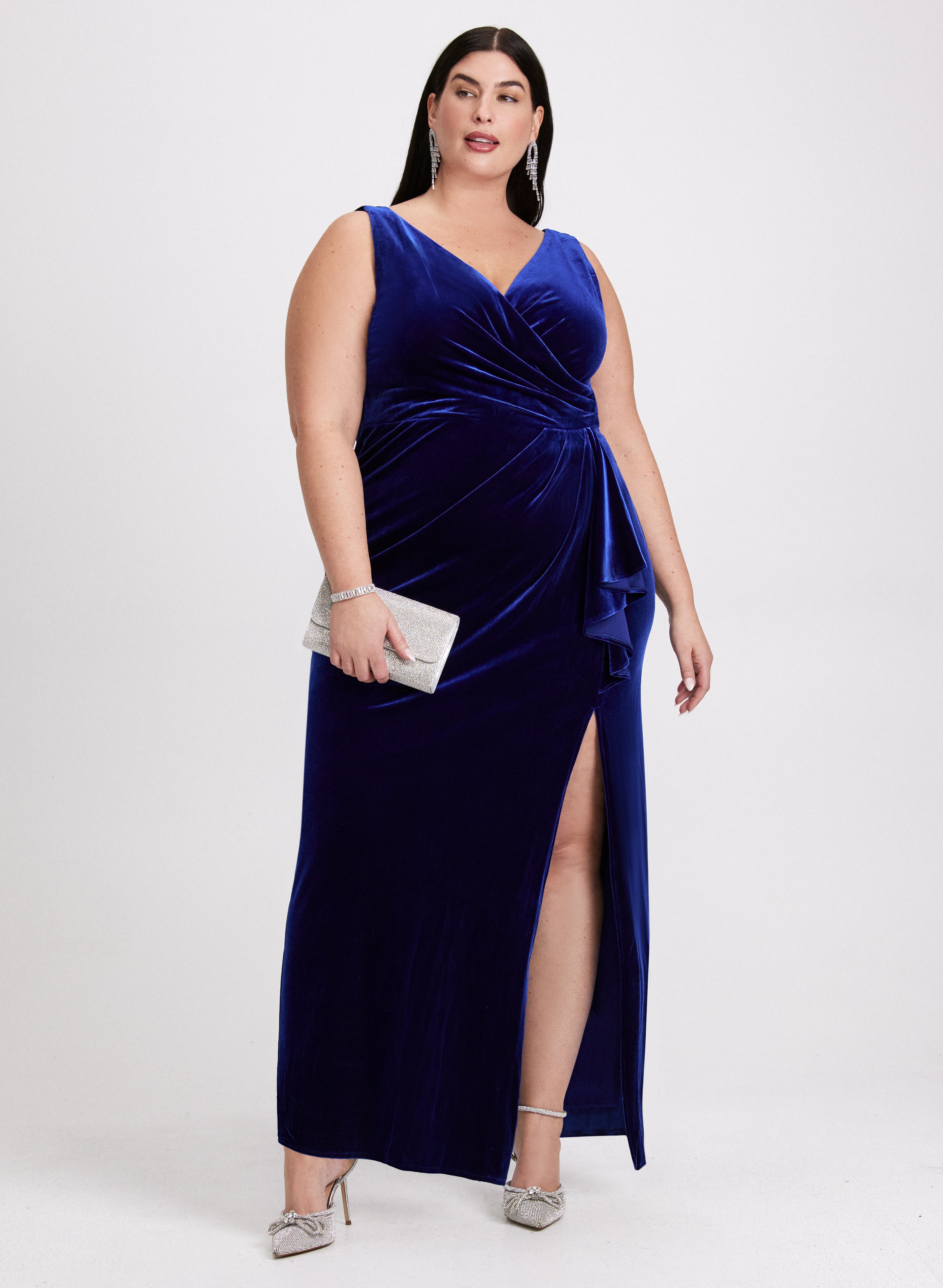 Flounce Front Velvet Dress Flounce Front Velvet Dress