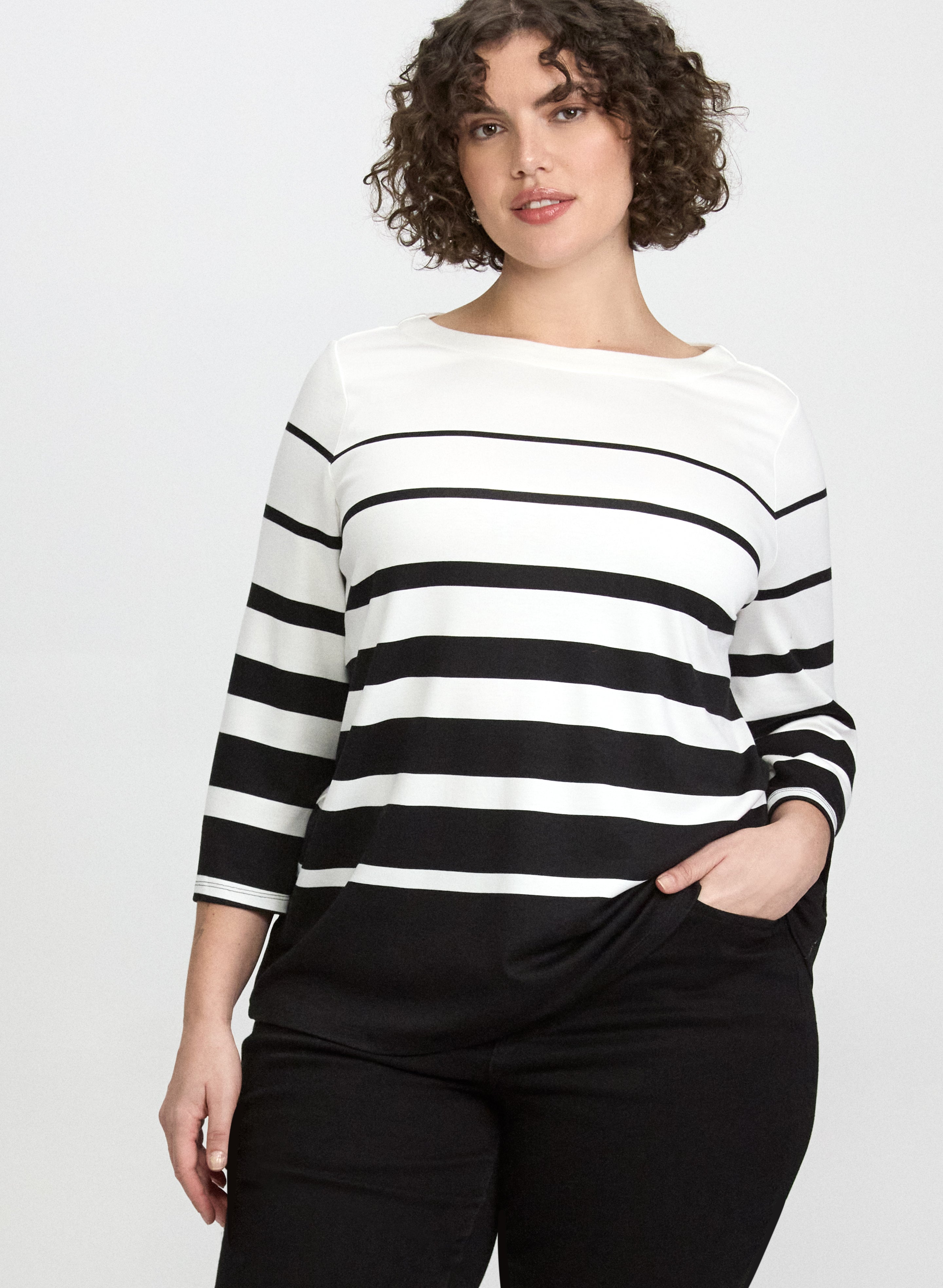 Stripe Boat Neck Top