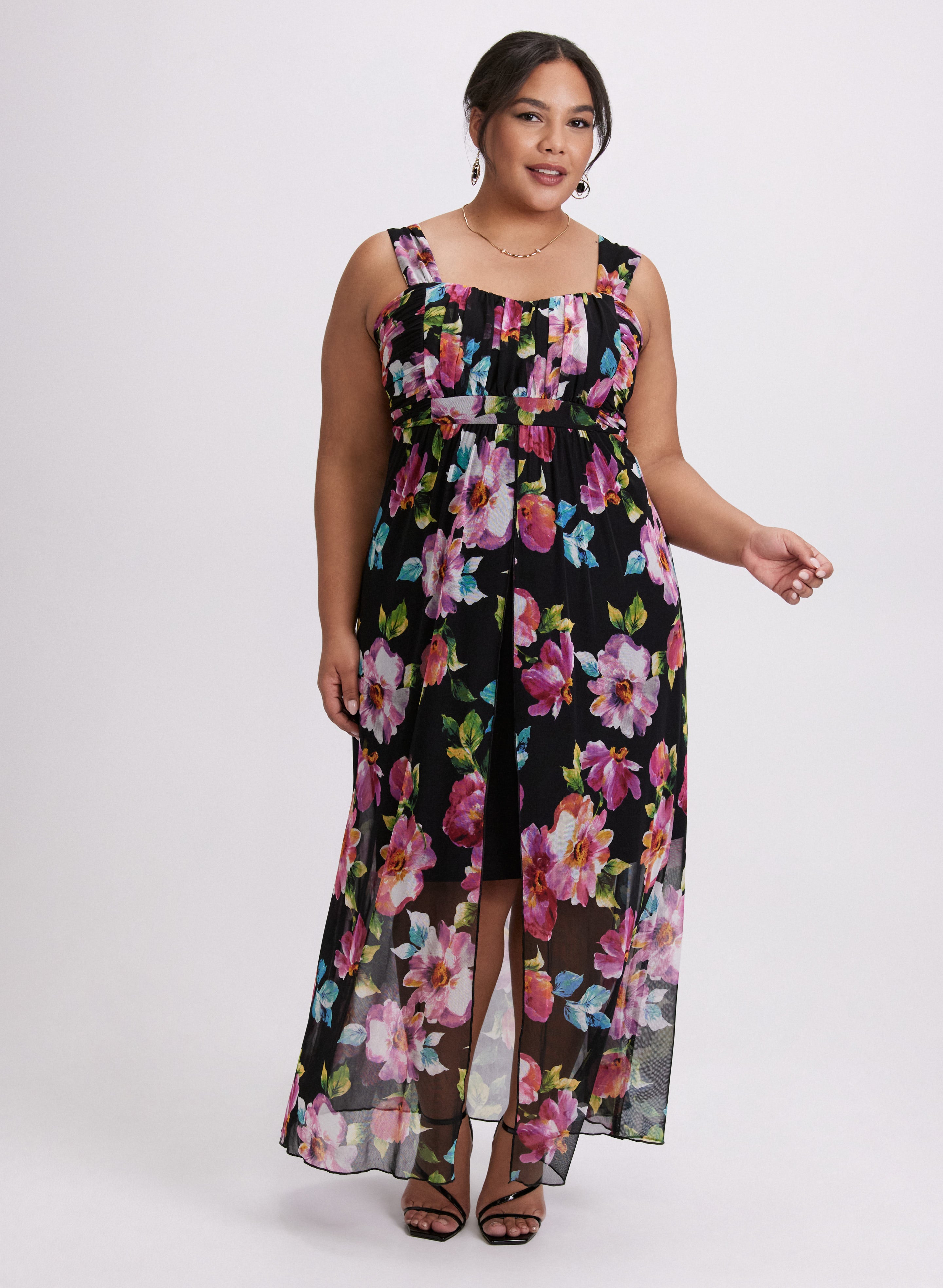 ワンピース Lauris Chiffon Long Dress Chiffon Floral Maxi Dress