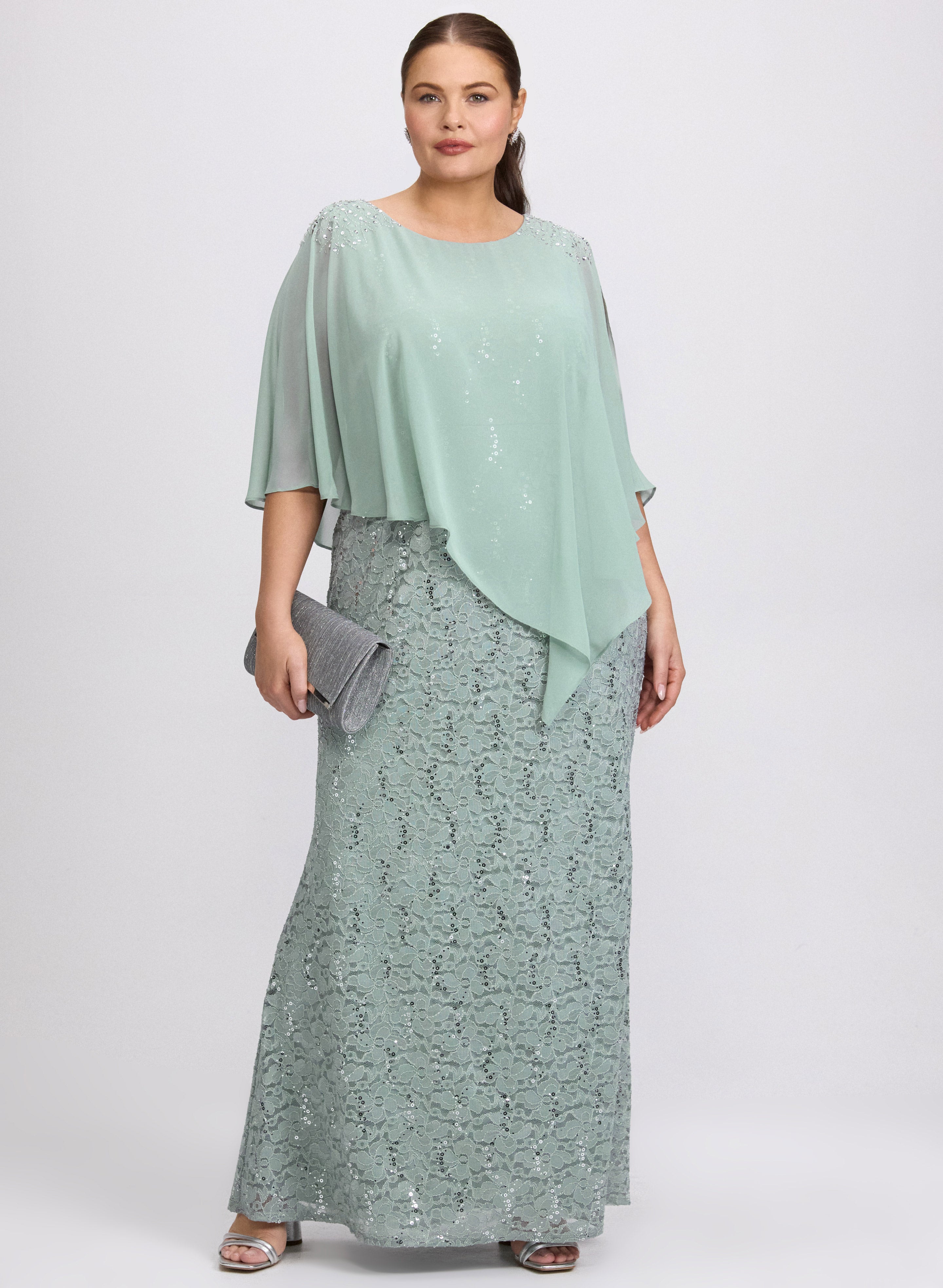 Lace Capelet Overlay Dress