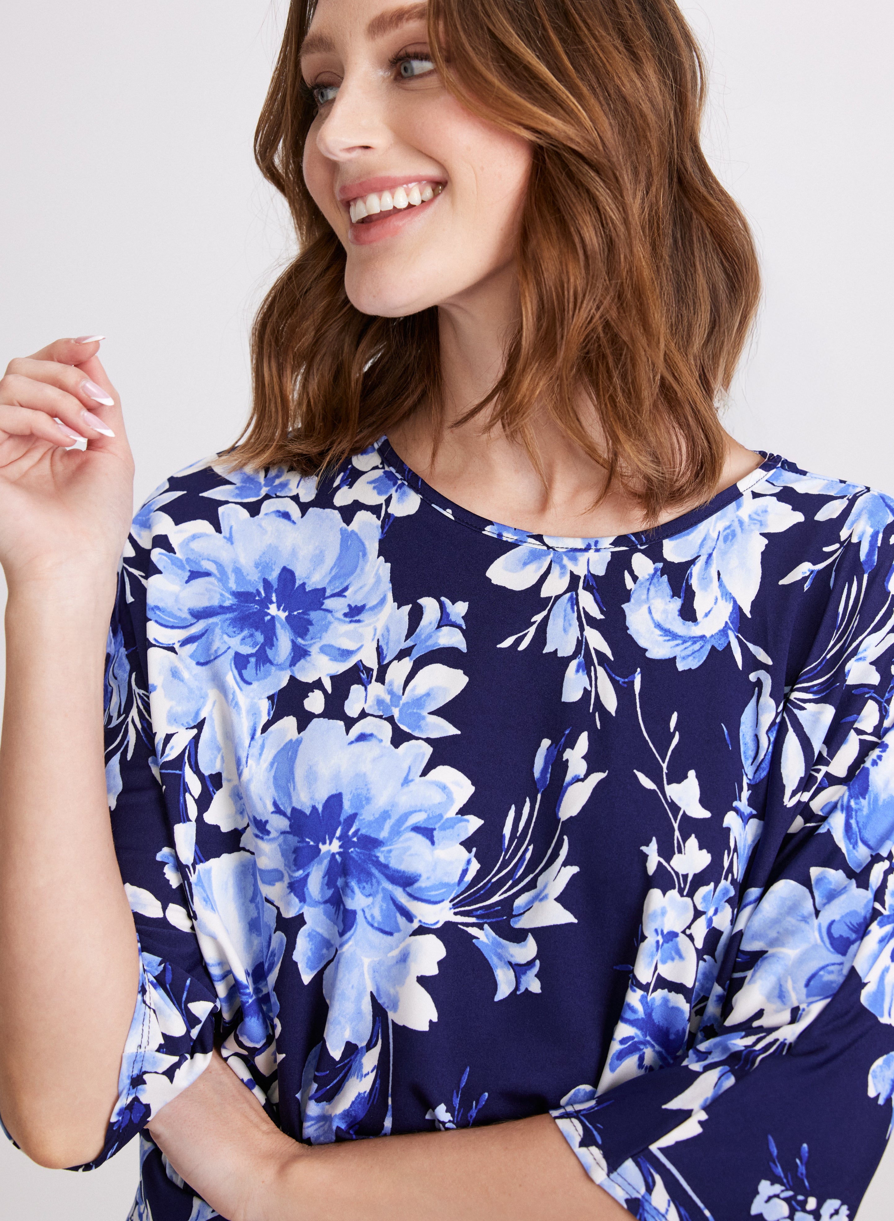 floowページ Floral Front Tie Top