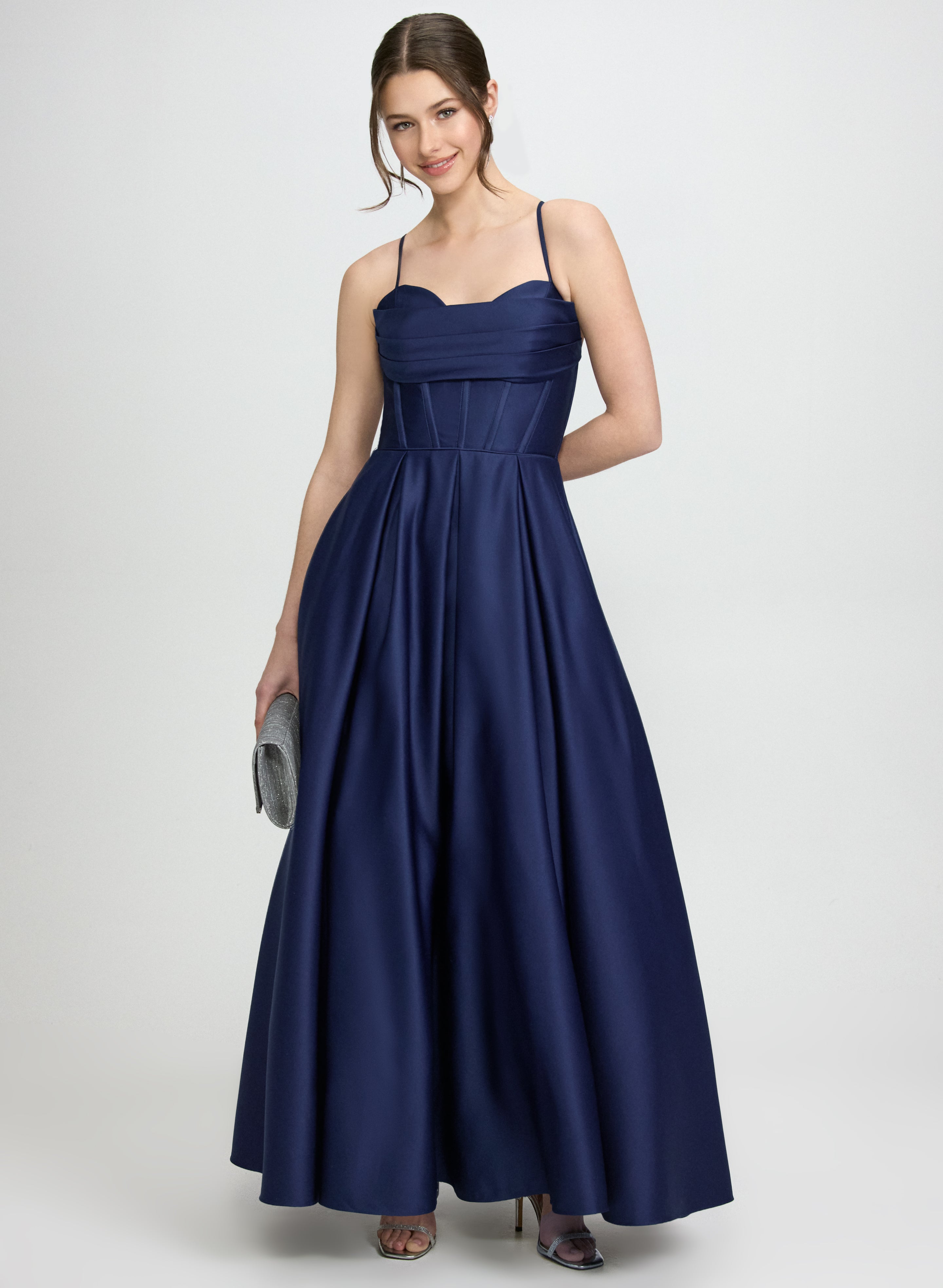 Draped Sweetheart Neck Dress