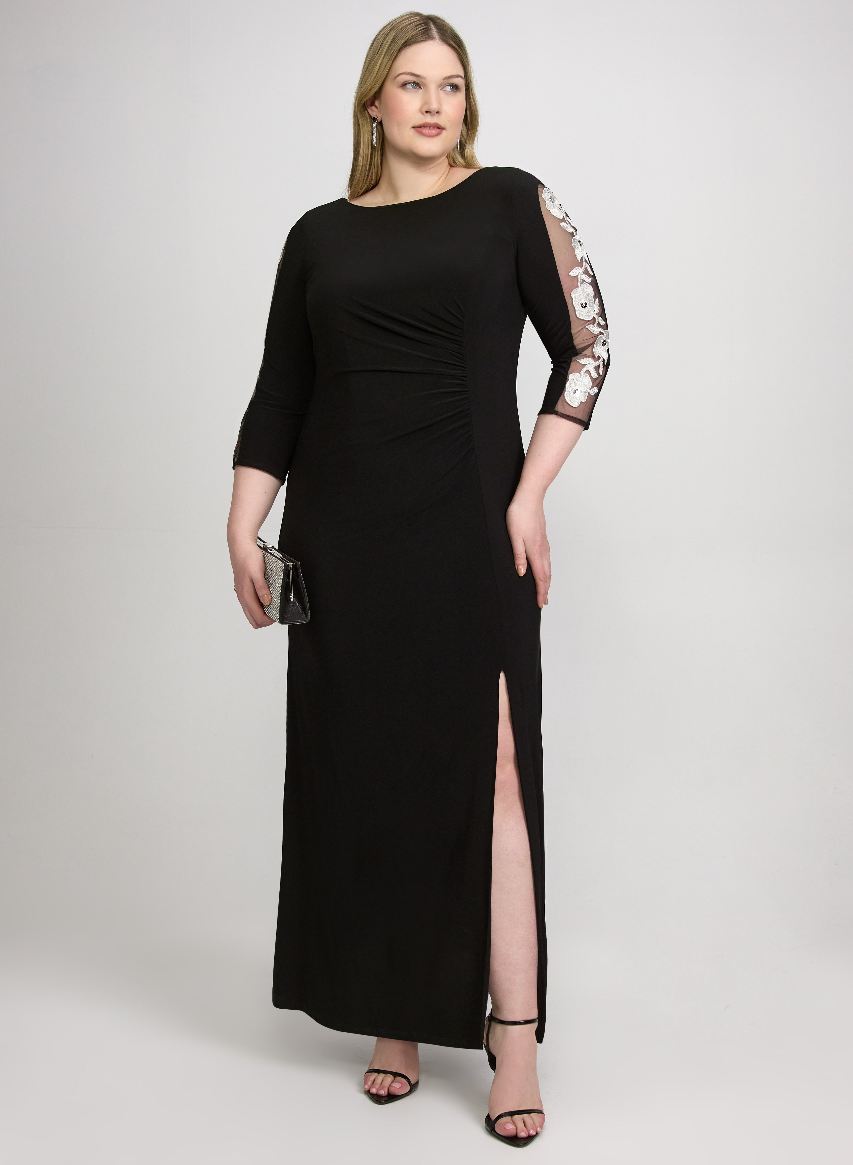 black floral applique dress Floral Applique Dress