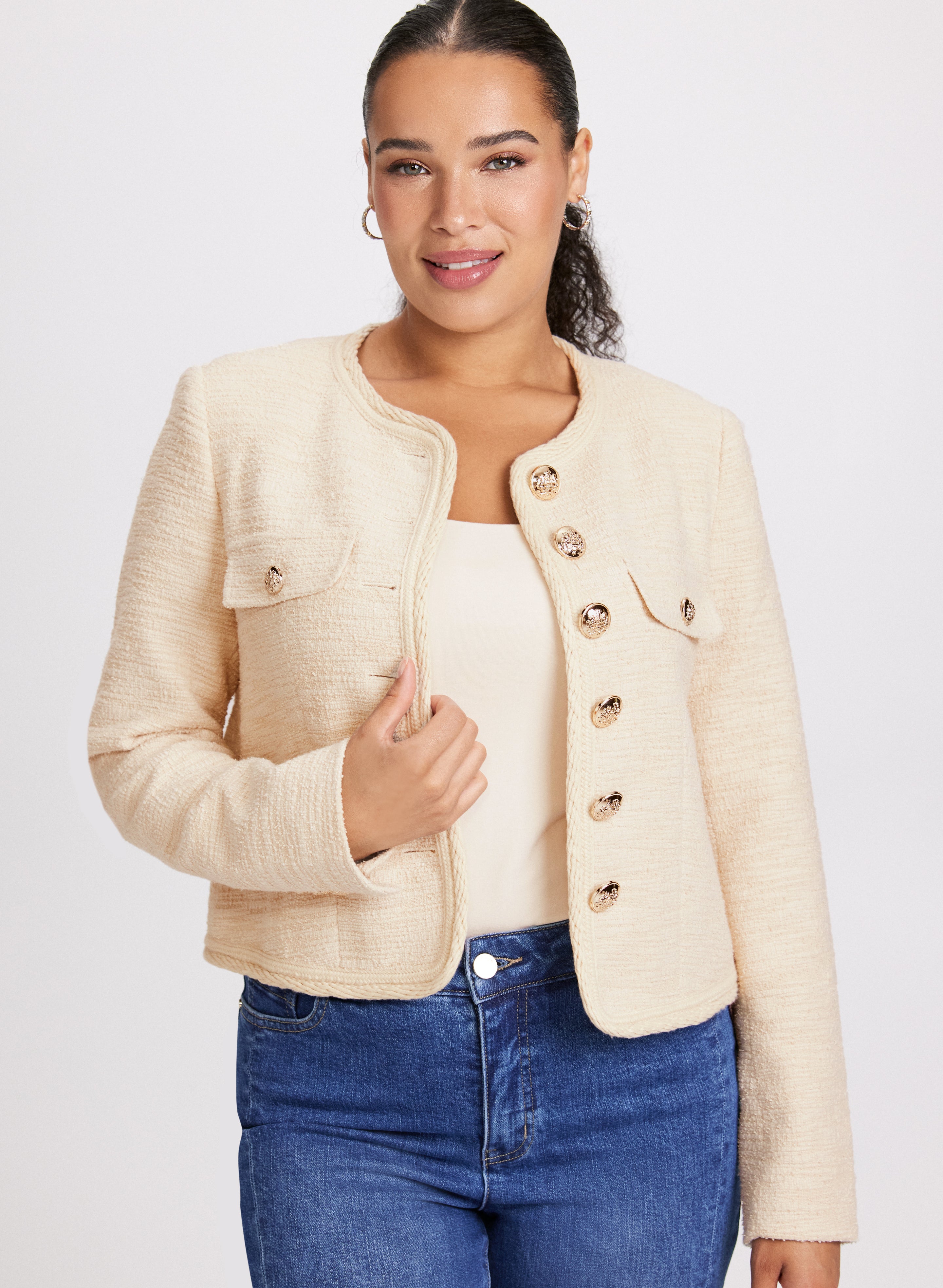 Cropped Bouclé Jacket