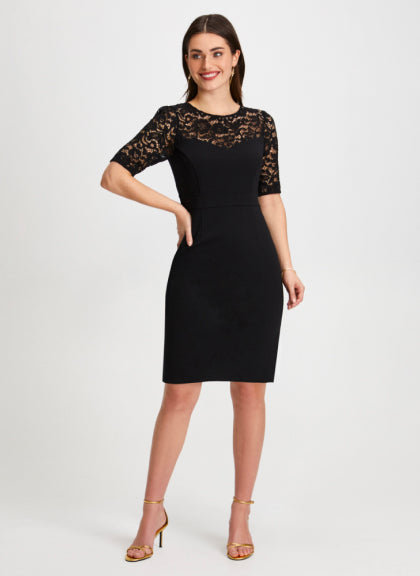 Signature By Sangria Short Fit 'n Flare Event Black Dress Built in