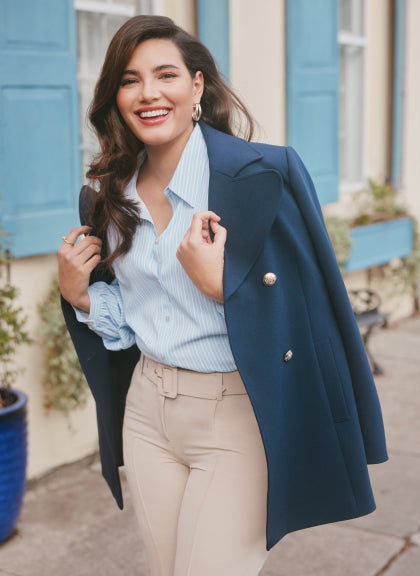 Laura Plus Mid-Length Wool Blend Coat