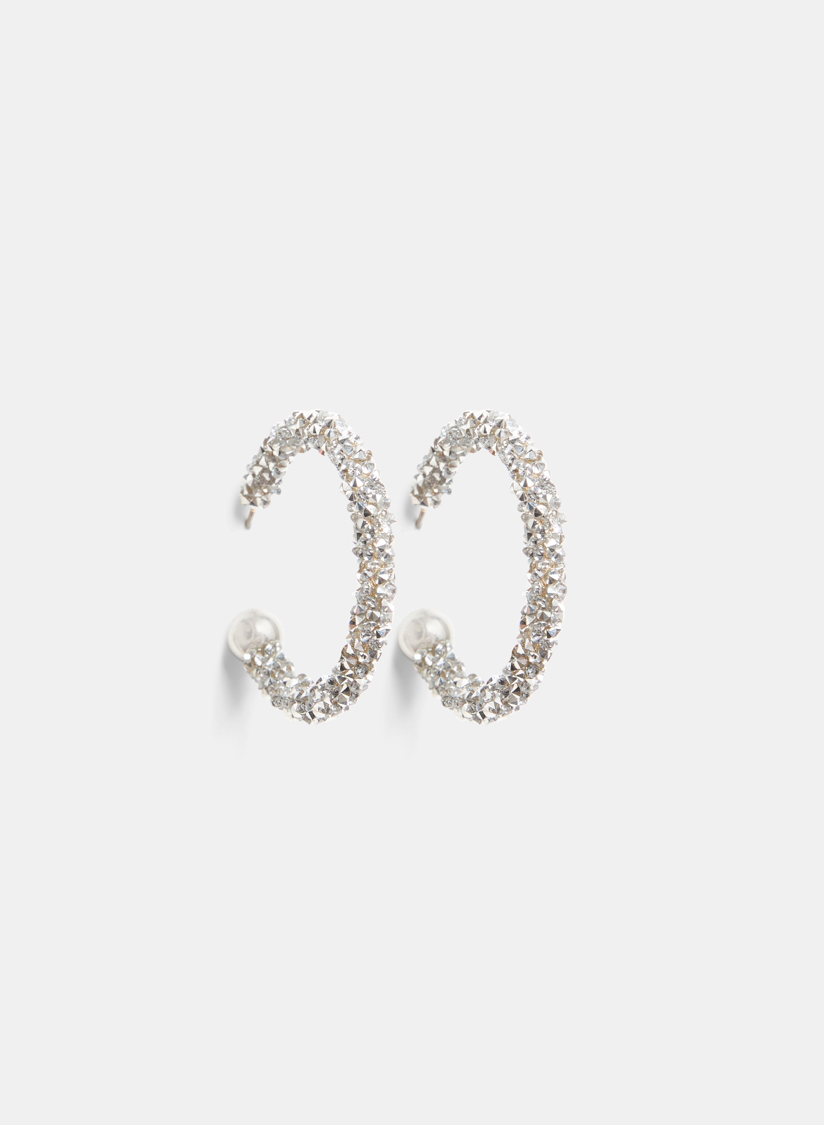 Crystal Detail Open-Hoop Earrings