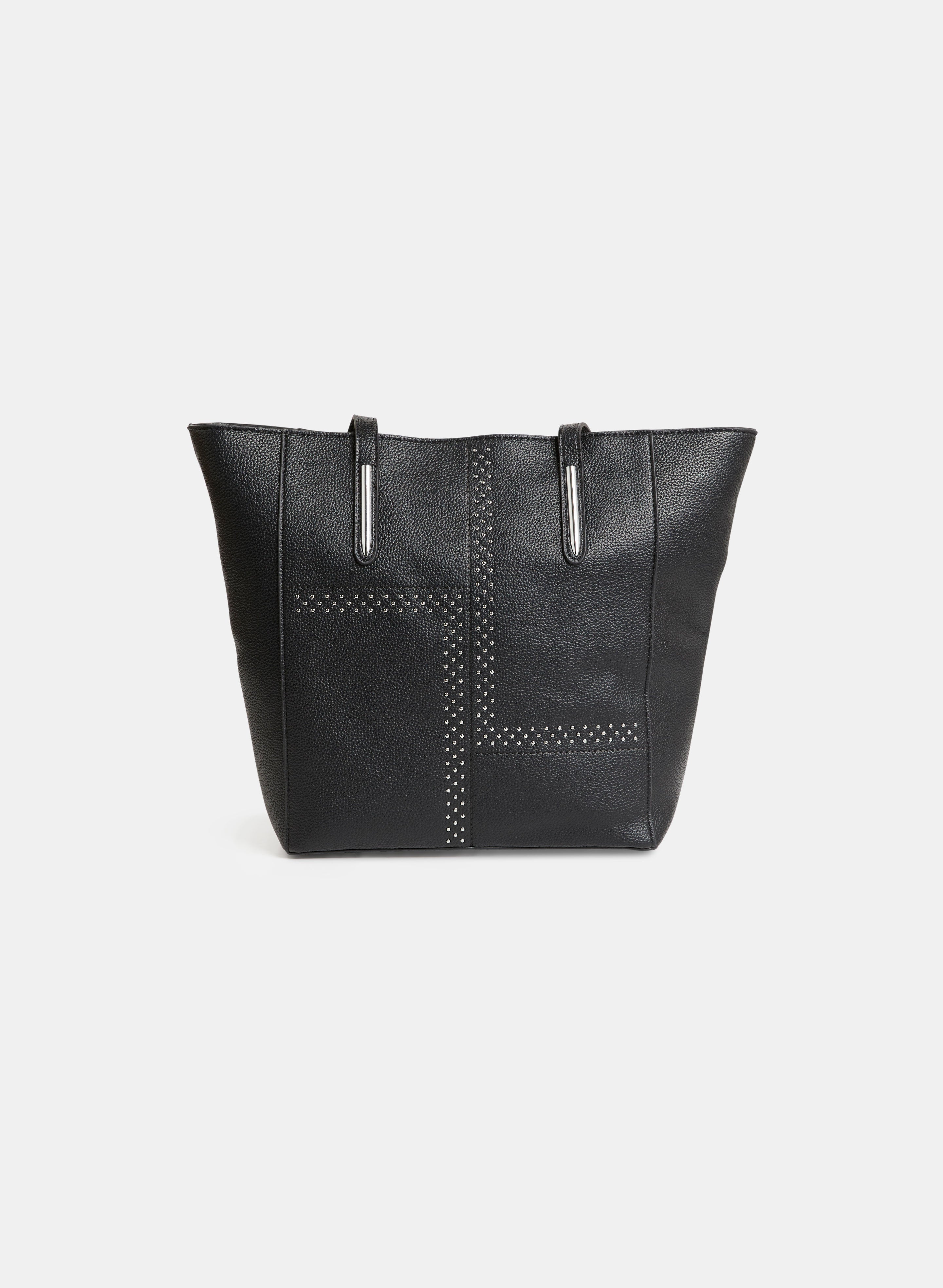 Black vegan leather tote bag sale