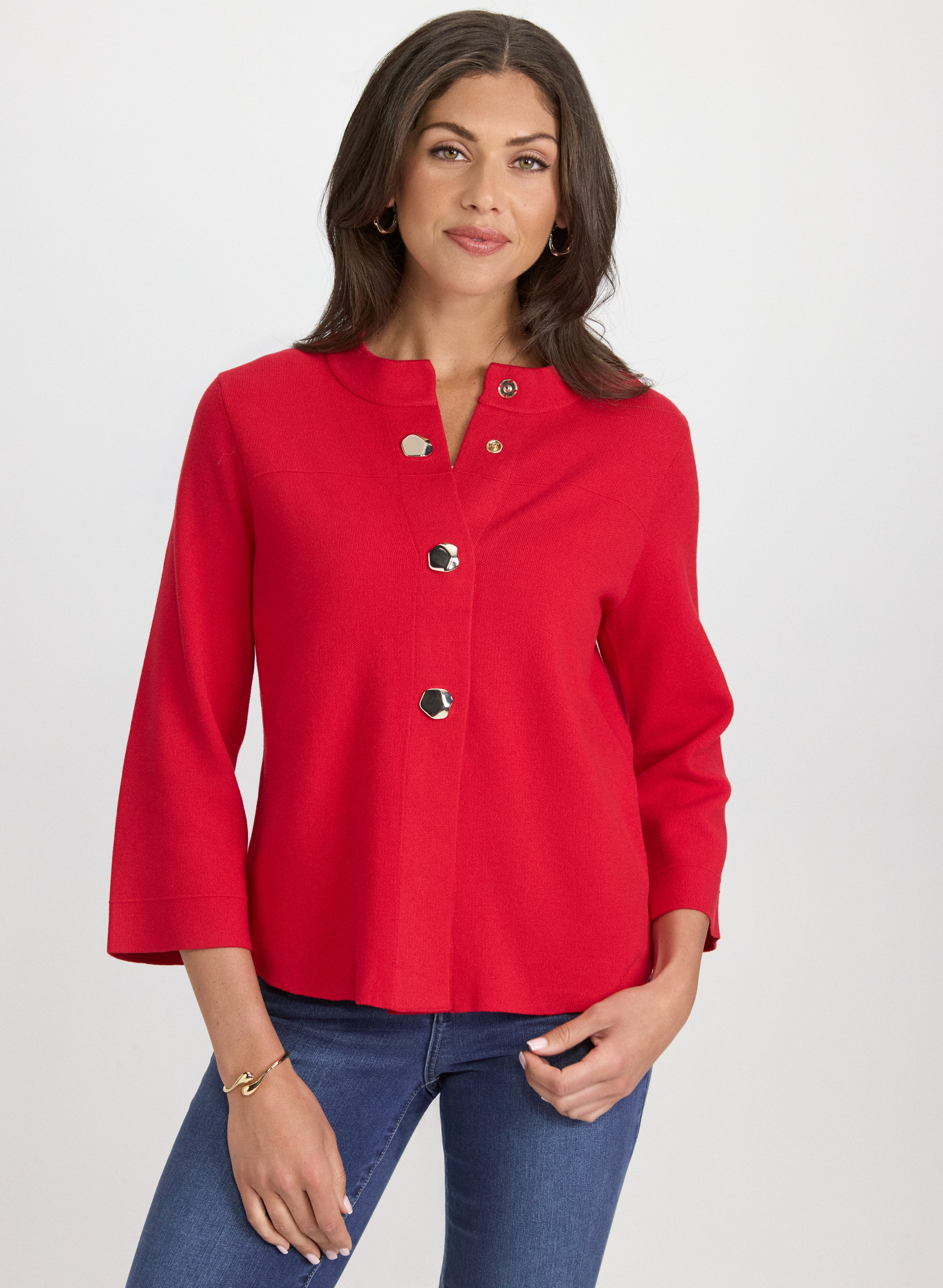 トップス Compact Logo Knit Cardigan red 3/4 LENGTH SLEEVE KNIT CARDIGAN - Red | ZARA Australia