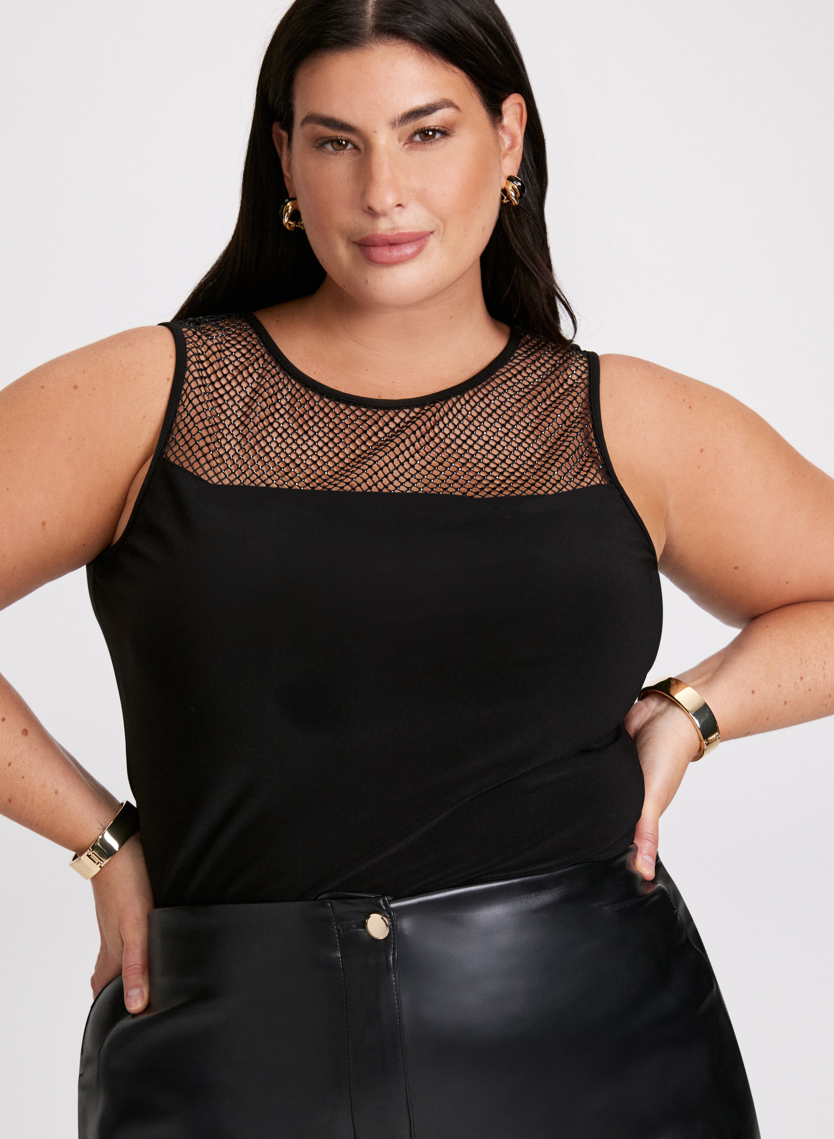 Joseph Ribkoff - Beaded Mesh Yoke Top