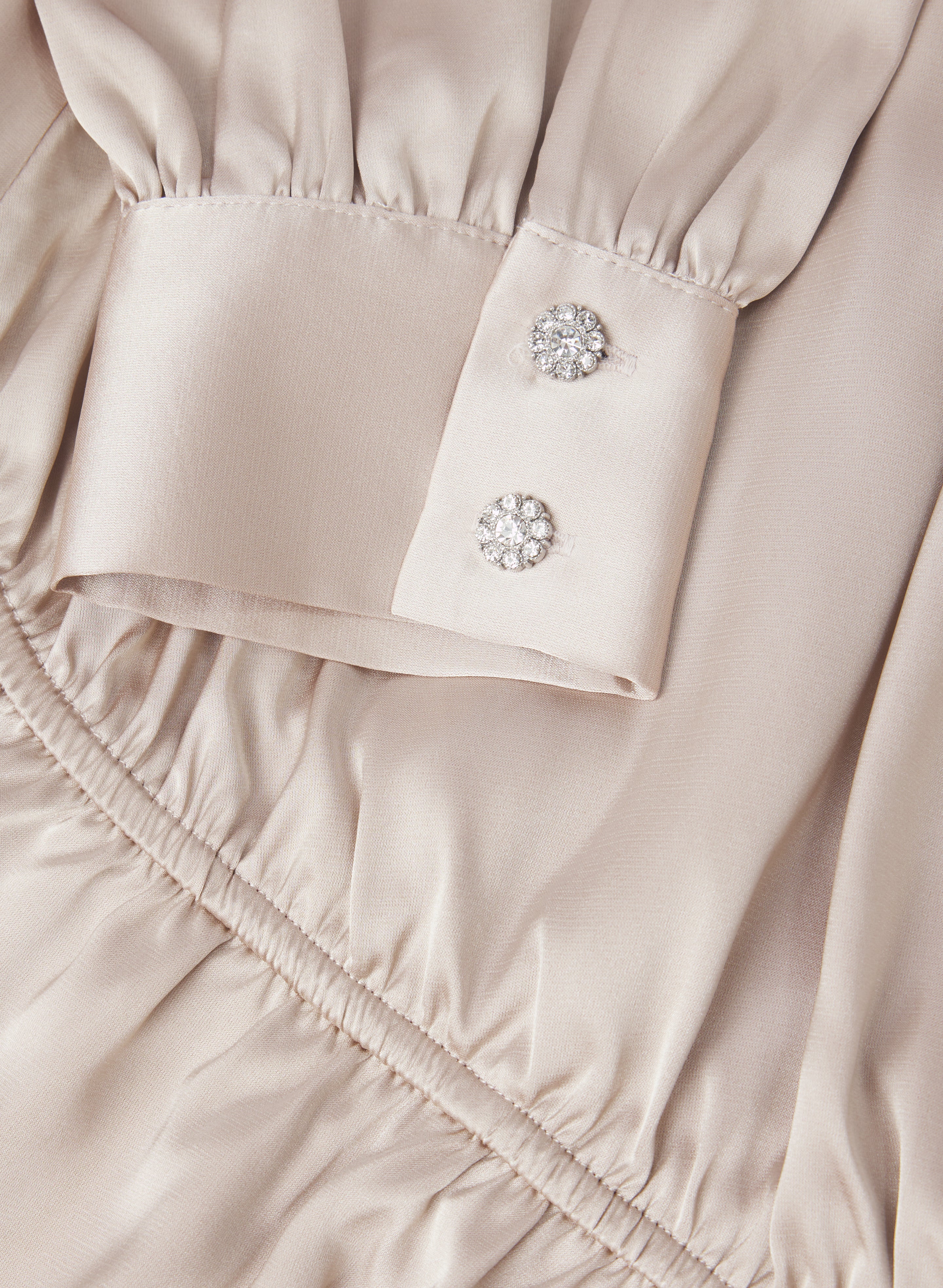 Satin Wrap-Style Blouse