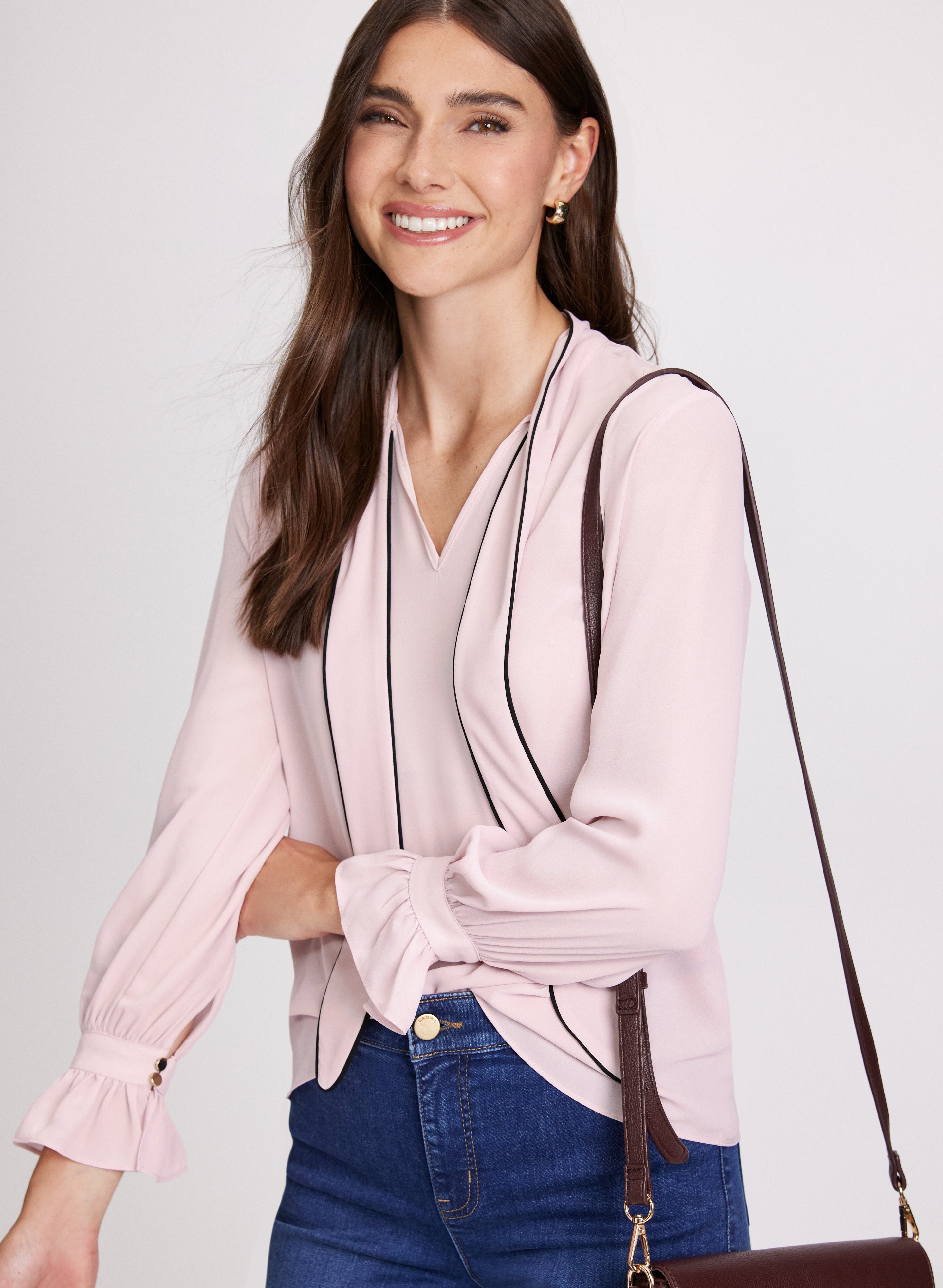 Tie Neck Long Sleeve Blouse