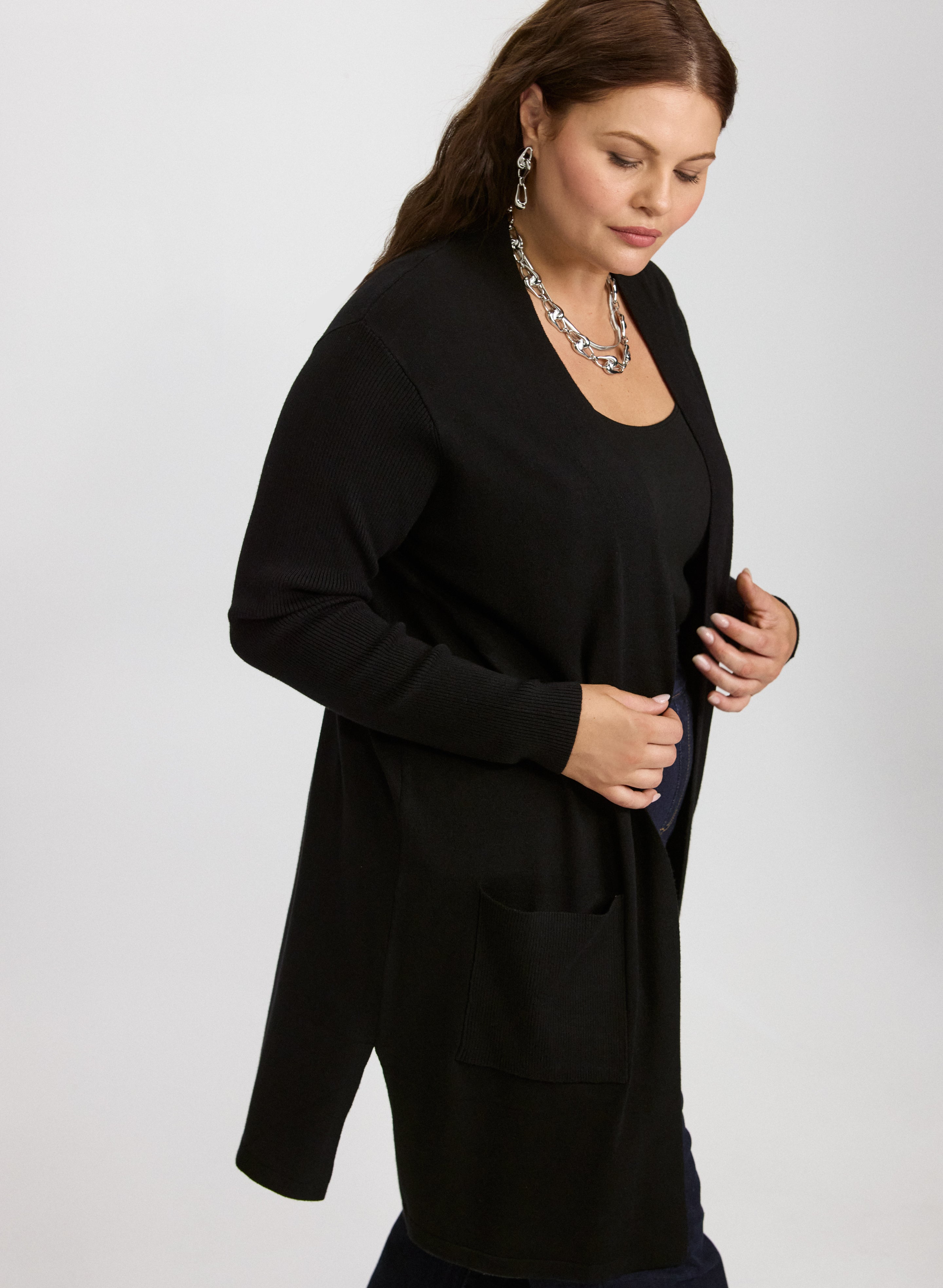 Knit Open-Front Cardigan