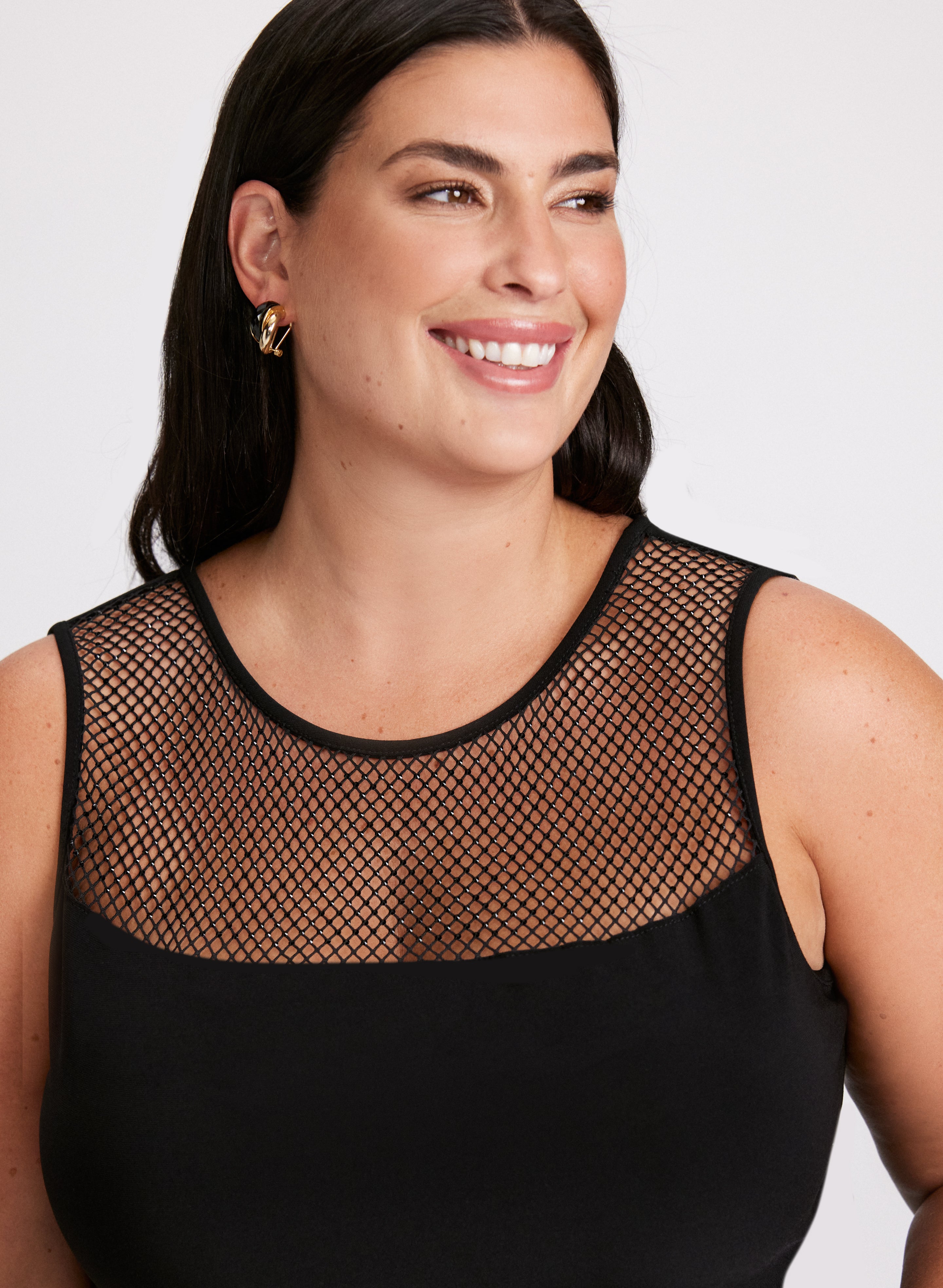 Joseph Ribkoff Beaded Mesh Yoke Top