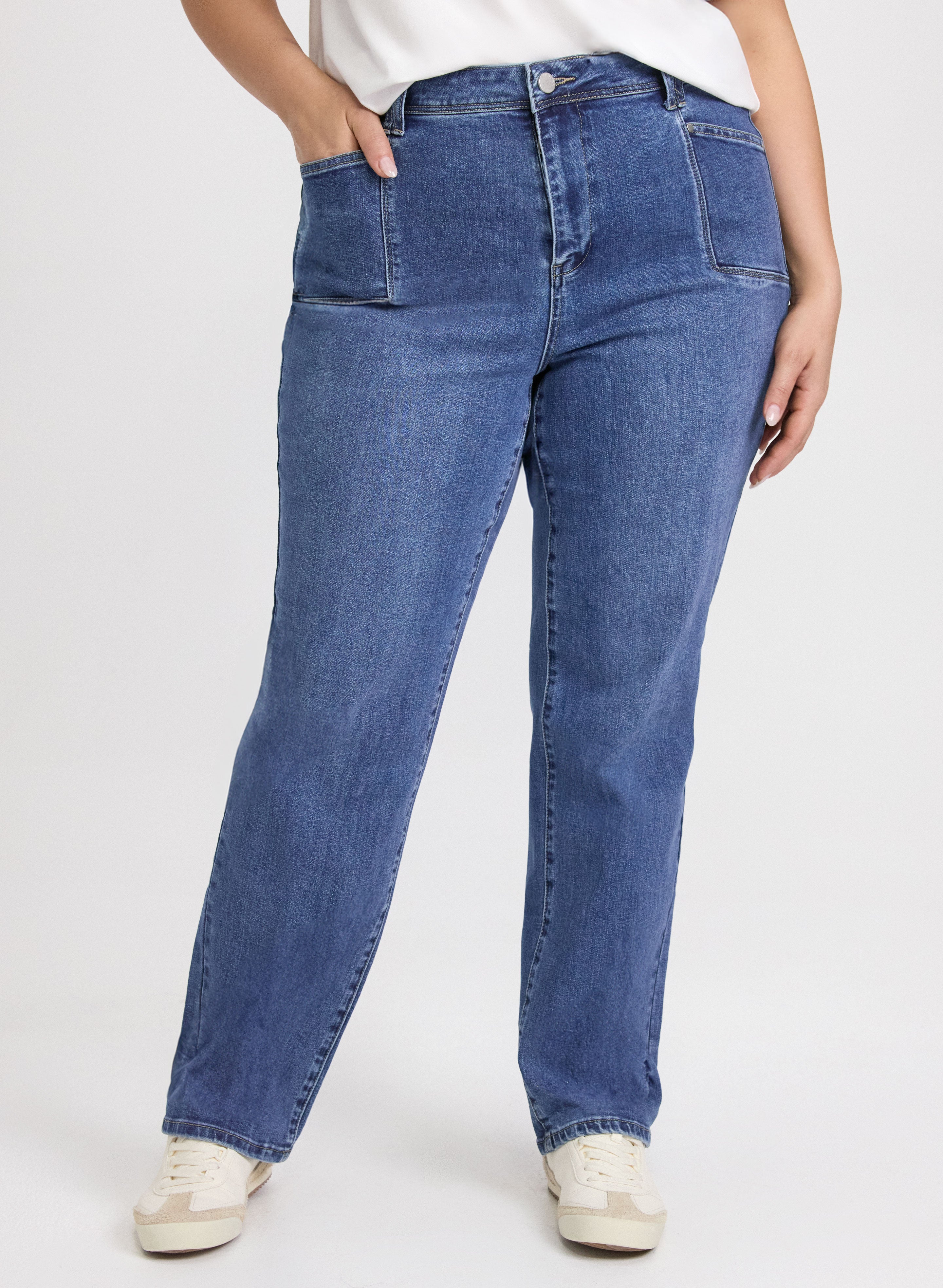 パンツ INSCRIRE Straight Patch Difference Denim Patch Pocket Straight-Leg Jeans