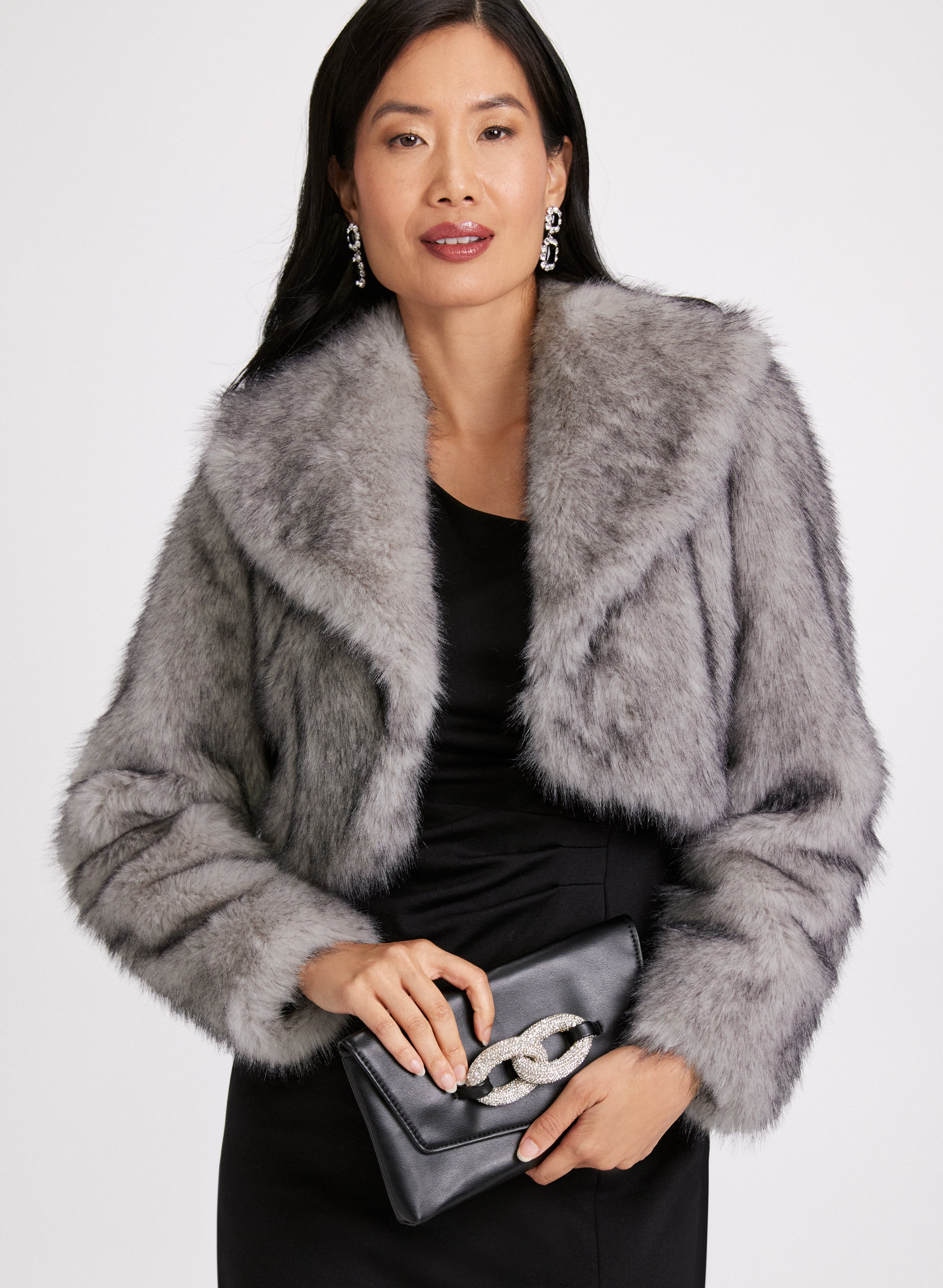 Grey faux fur jacket on sale