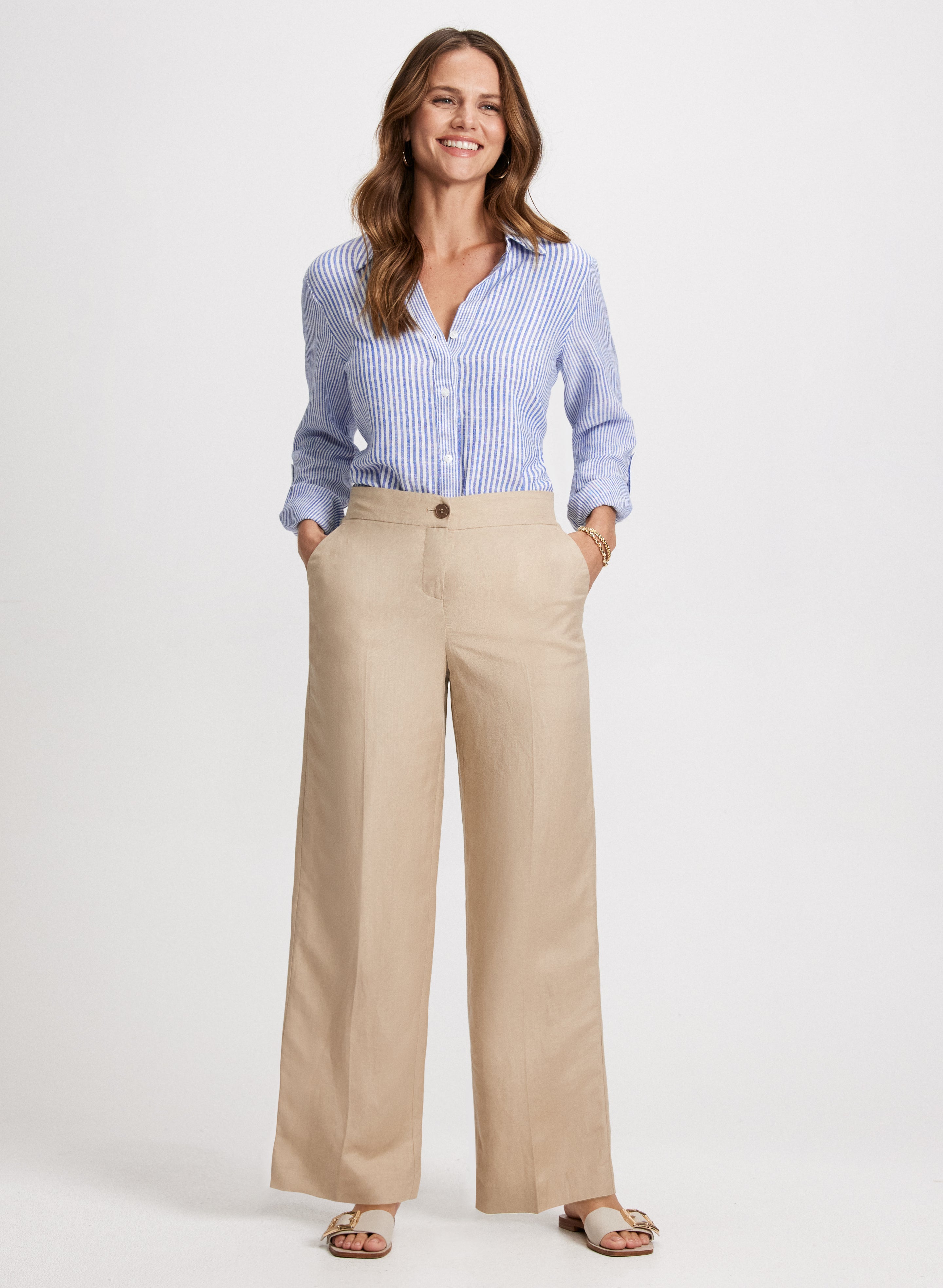 Khaki Cargo Pants Blue Striped Shirt With Khakis Ladies Dress