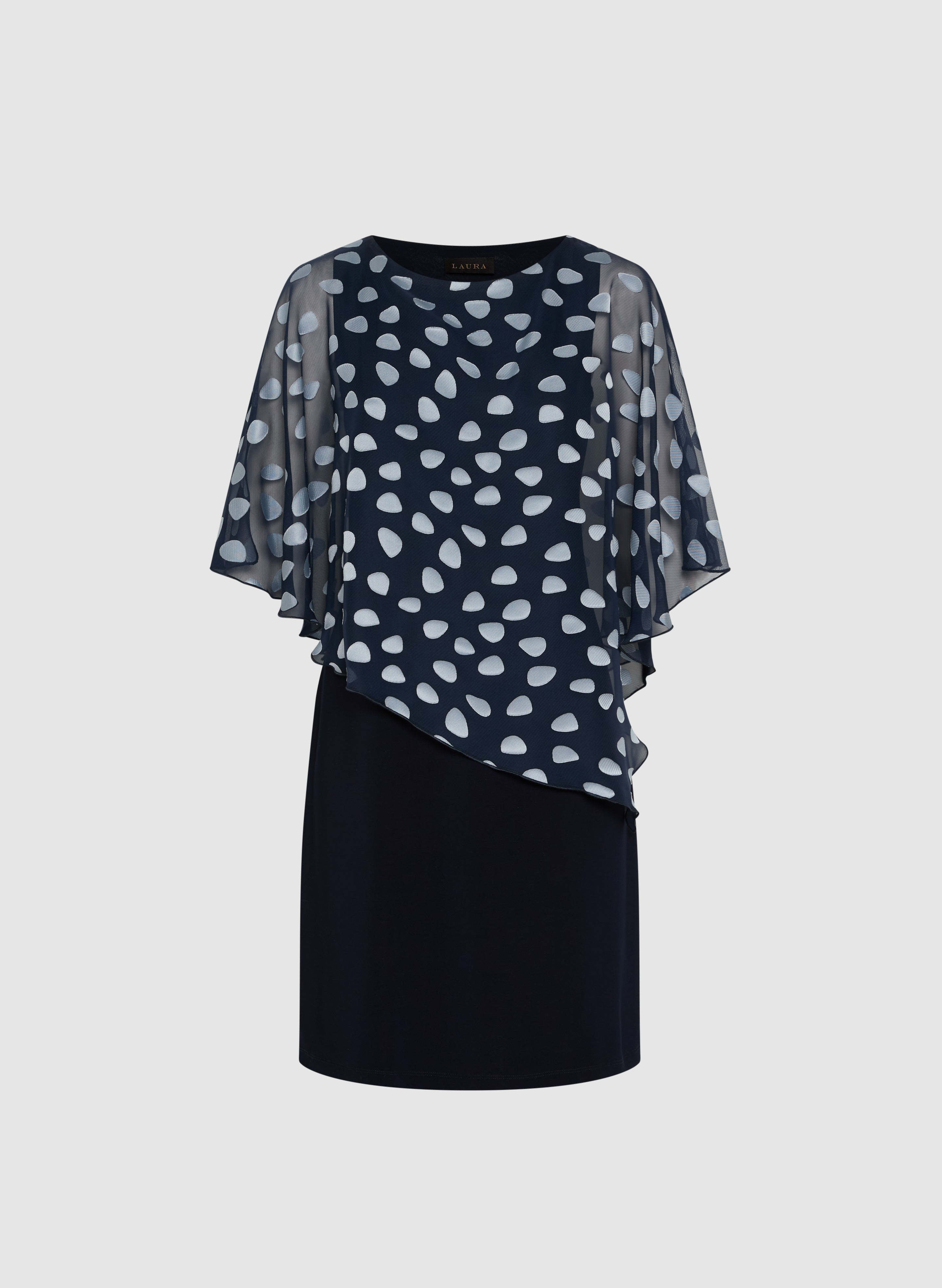 Layered Dress With Cape Overlay