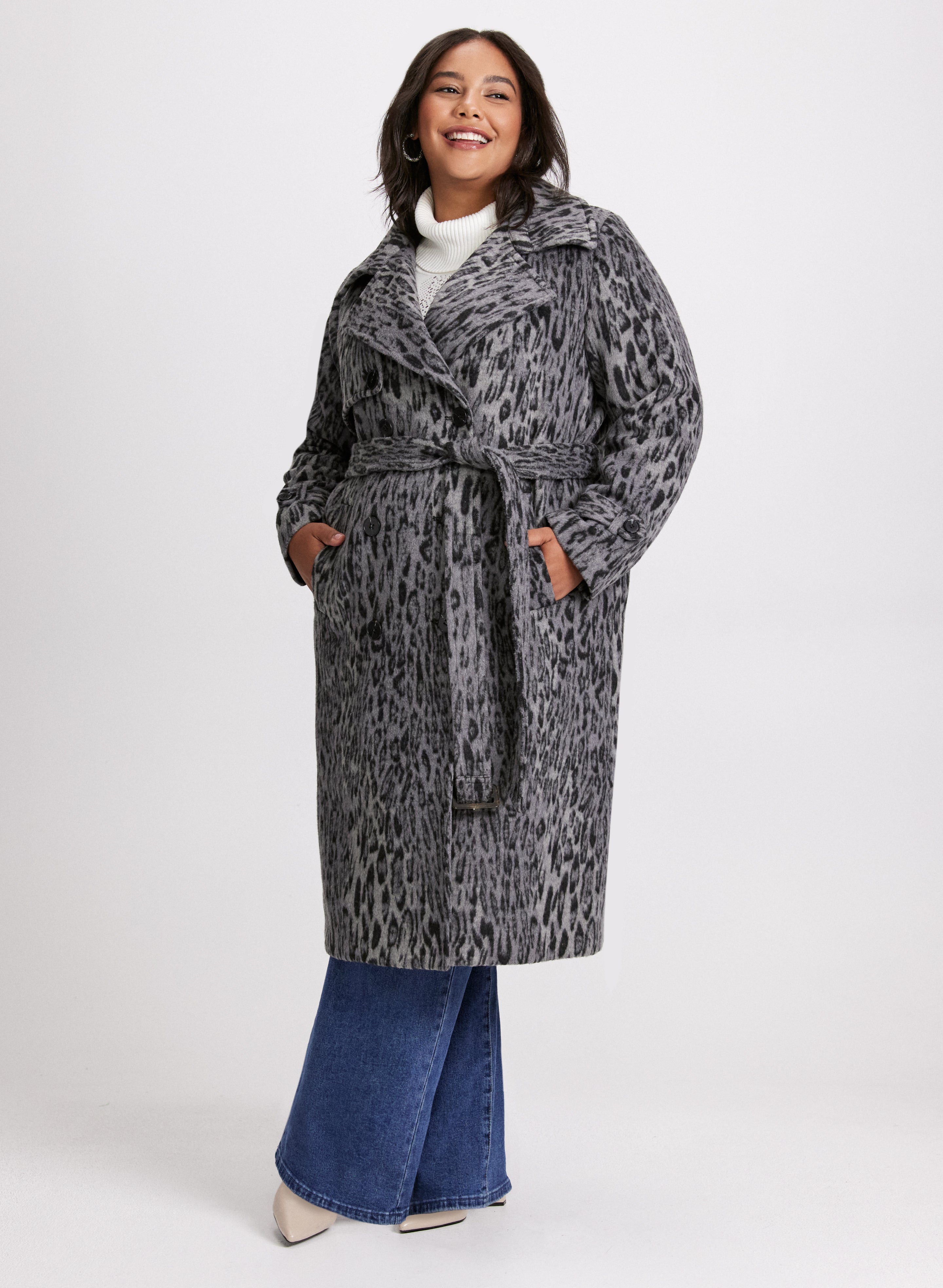 Grey leopard print coat on sale