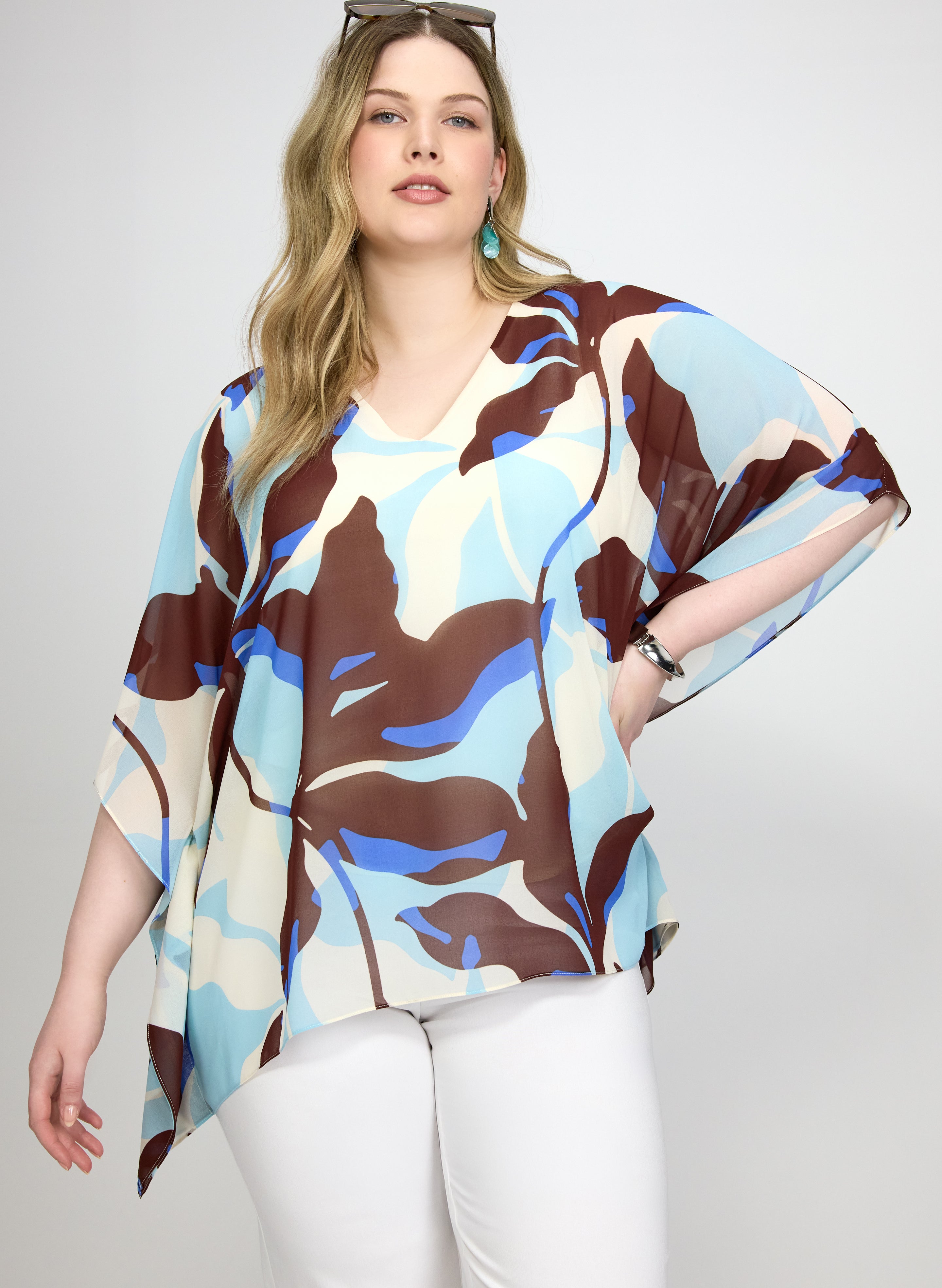 Leaf Print Chiffon Blouse