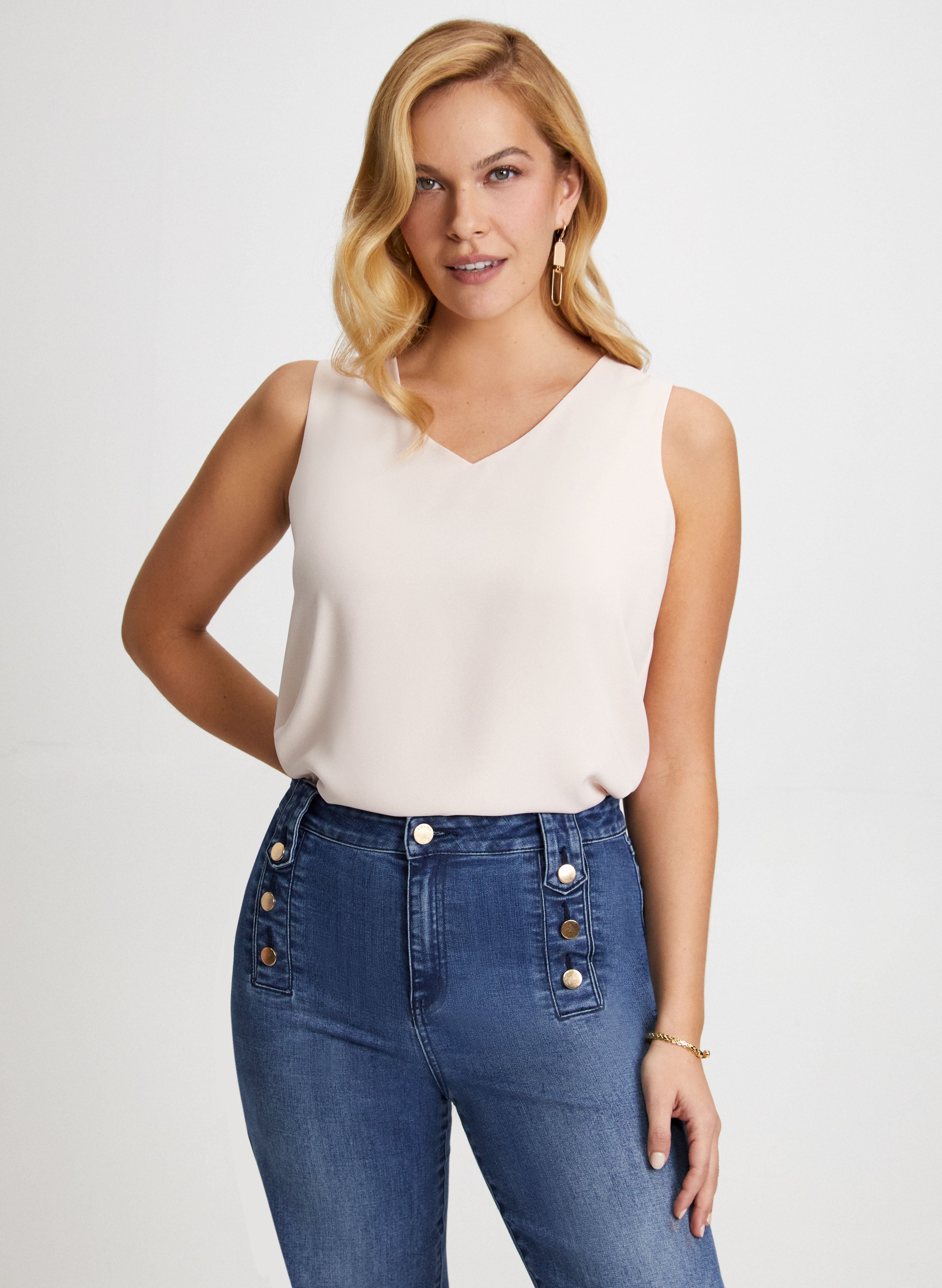 Sleeveless V-Neck Blouse