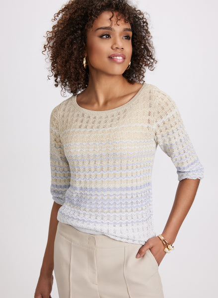 ニット・セーター No.9396 net warmer round KNIT (3color) Ombre Open Knit Sweater