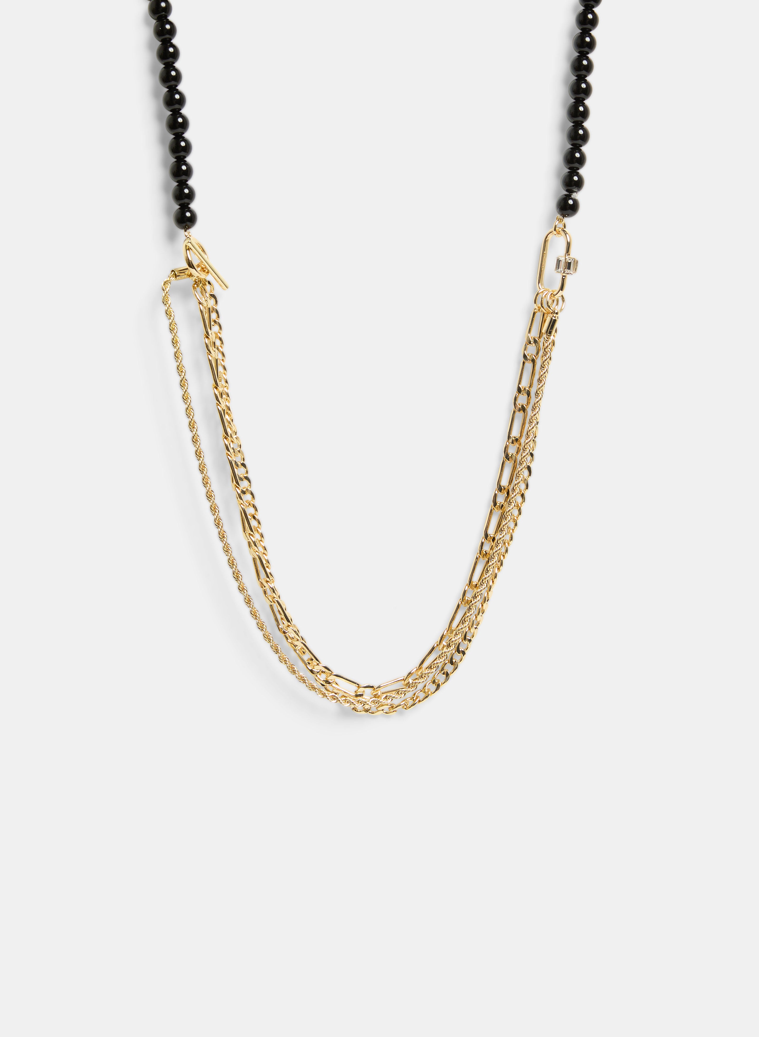 Triple Chain Beaded Necklace