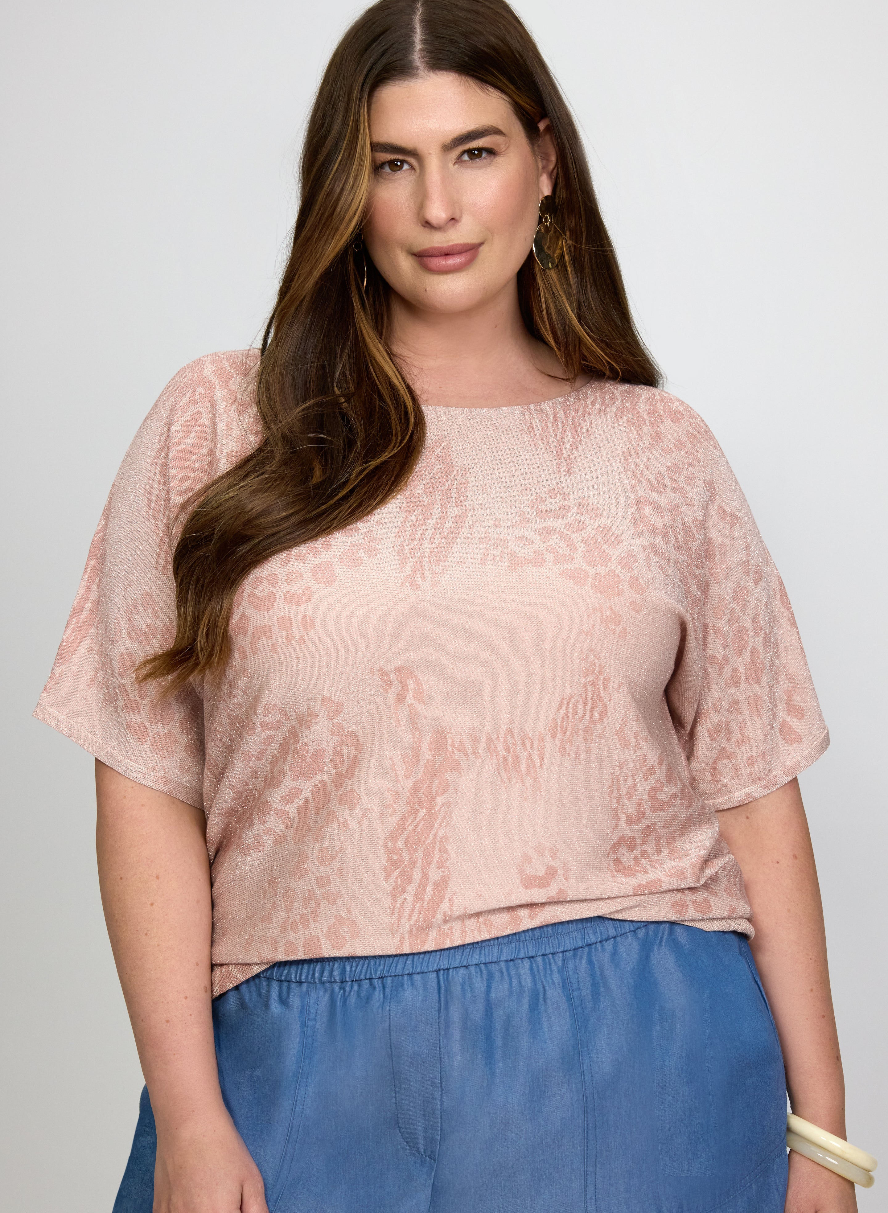 Glitter Knit Animal Print Top