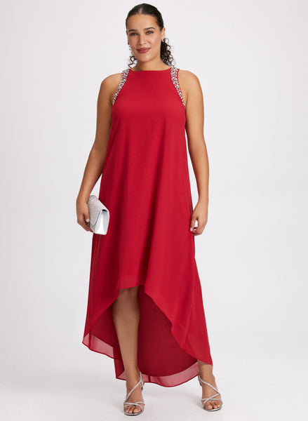 GUCCI★グッチ★素敵！LACE SLEEVELESS RED RIBBON TIE DRESS New Gucci Ruffled Silk-Georgette Hibiscus Red Dress It. 40