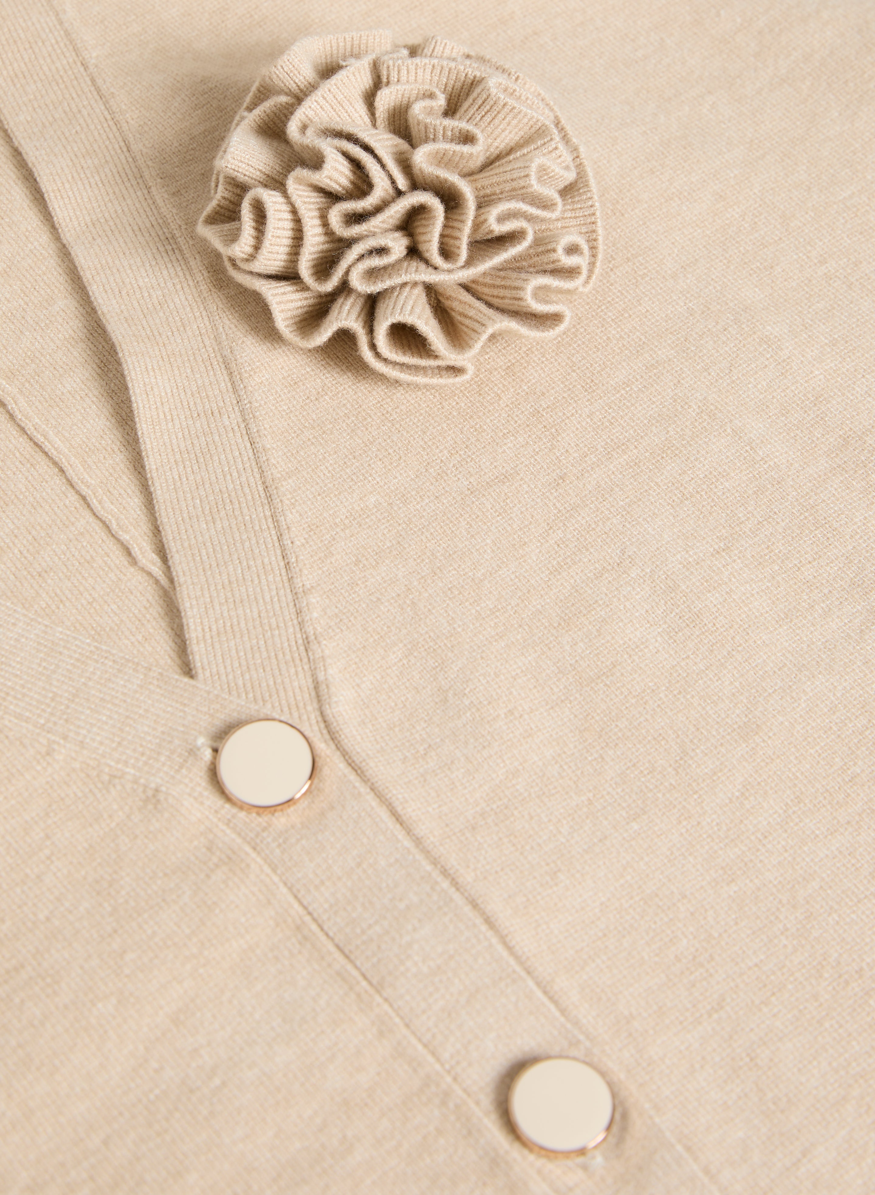 Knit Flower Appliqué Cardigan
