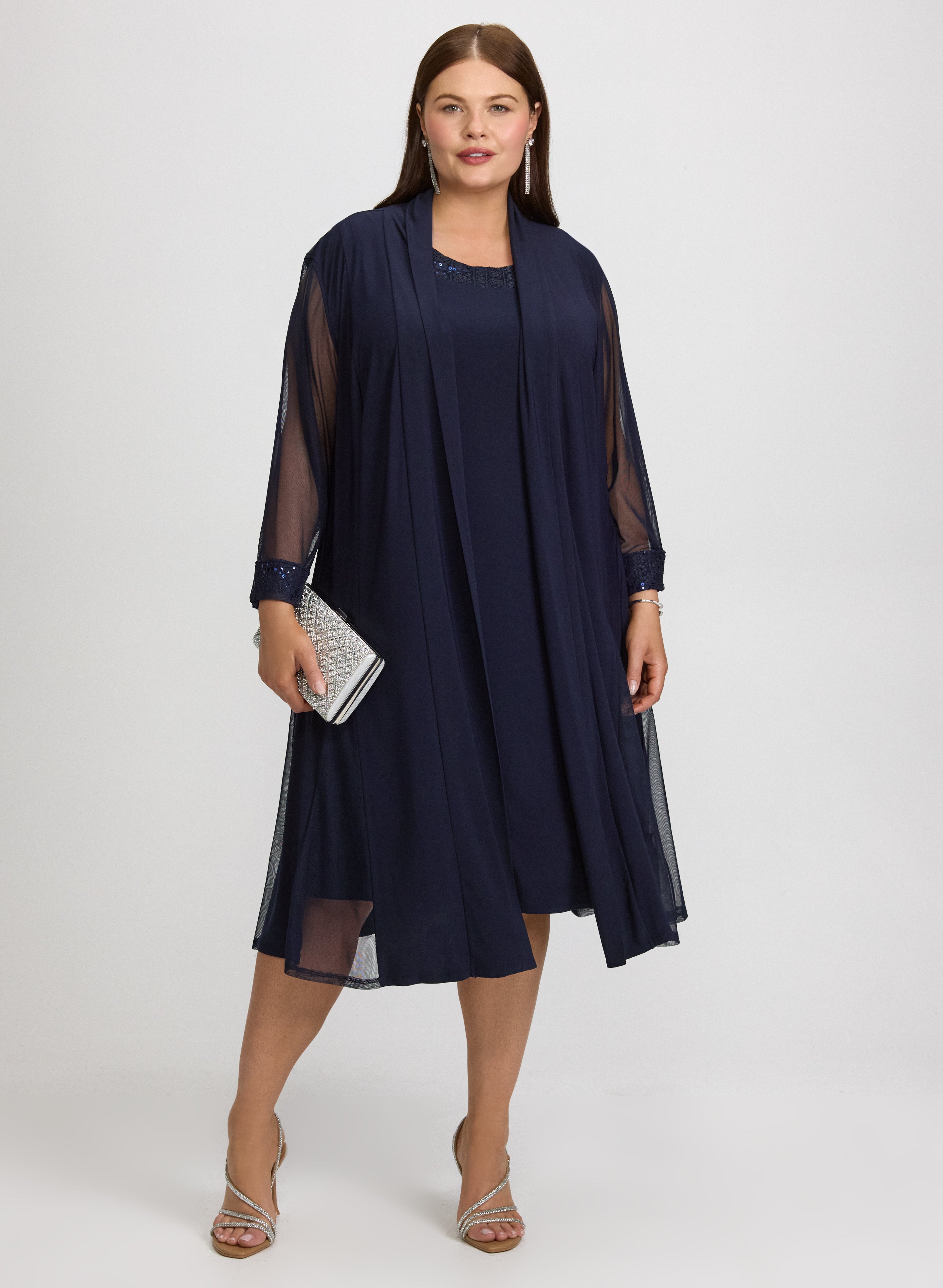 Lace Trim Jacket & Dress Set