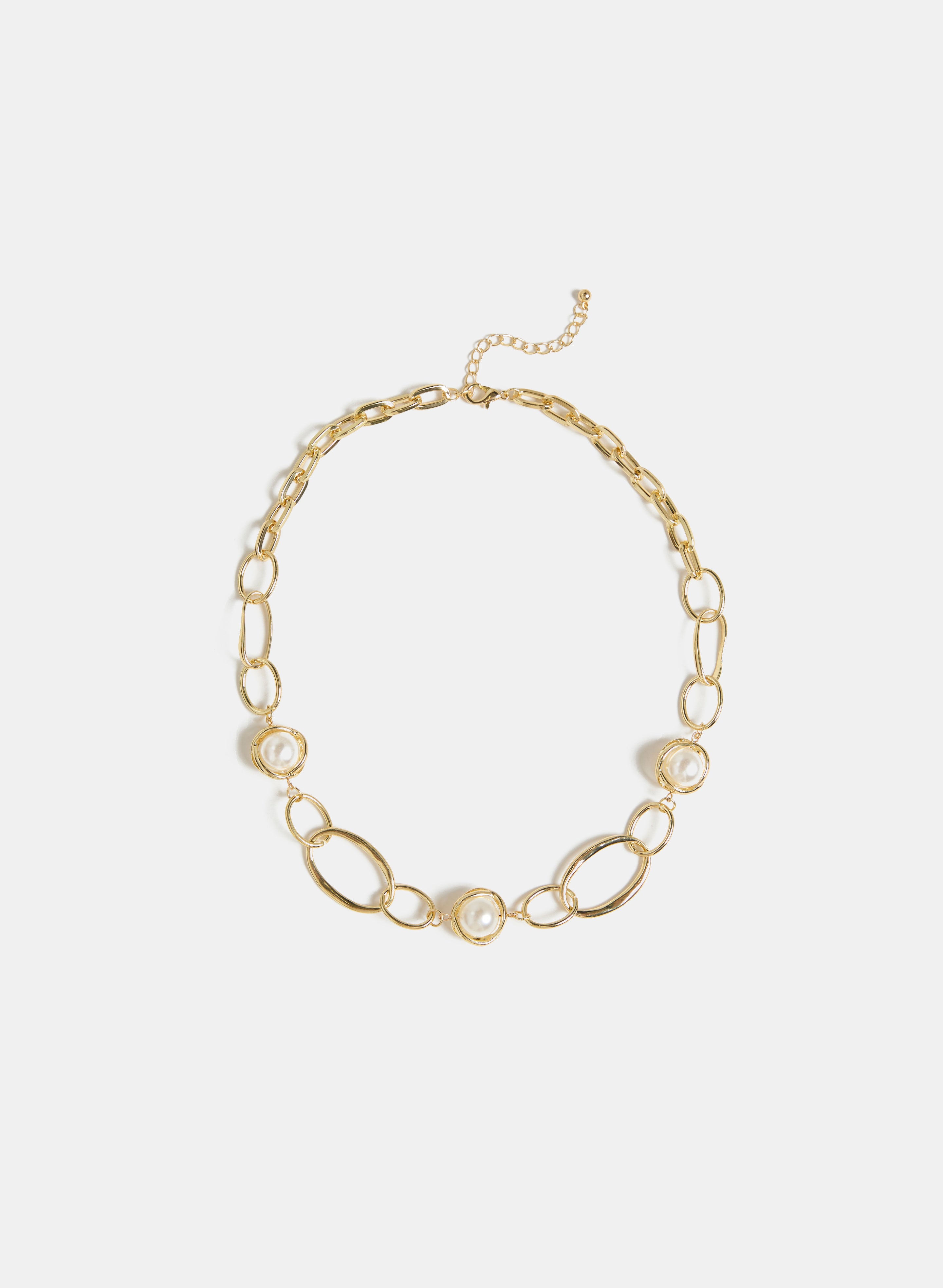 Pearl Insert Chain Link Necklace